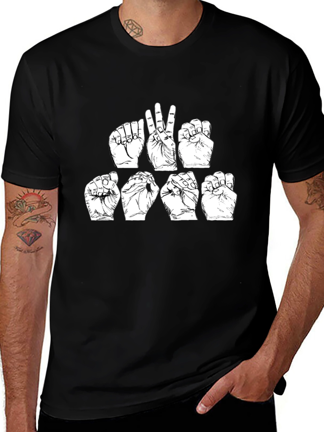 ASL Sign Language T-Shirt - Black Cotton Tee