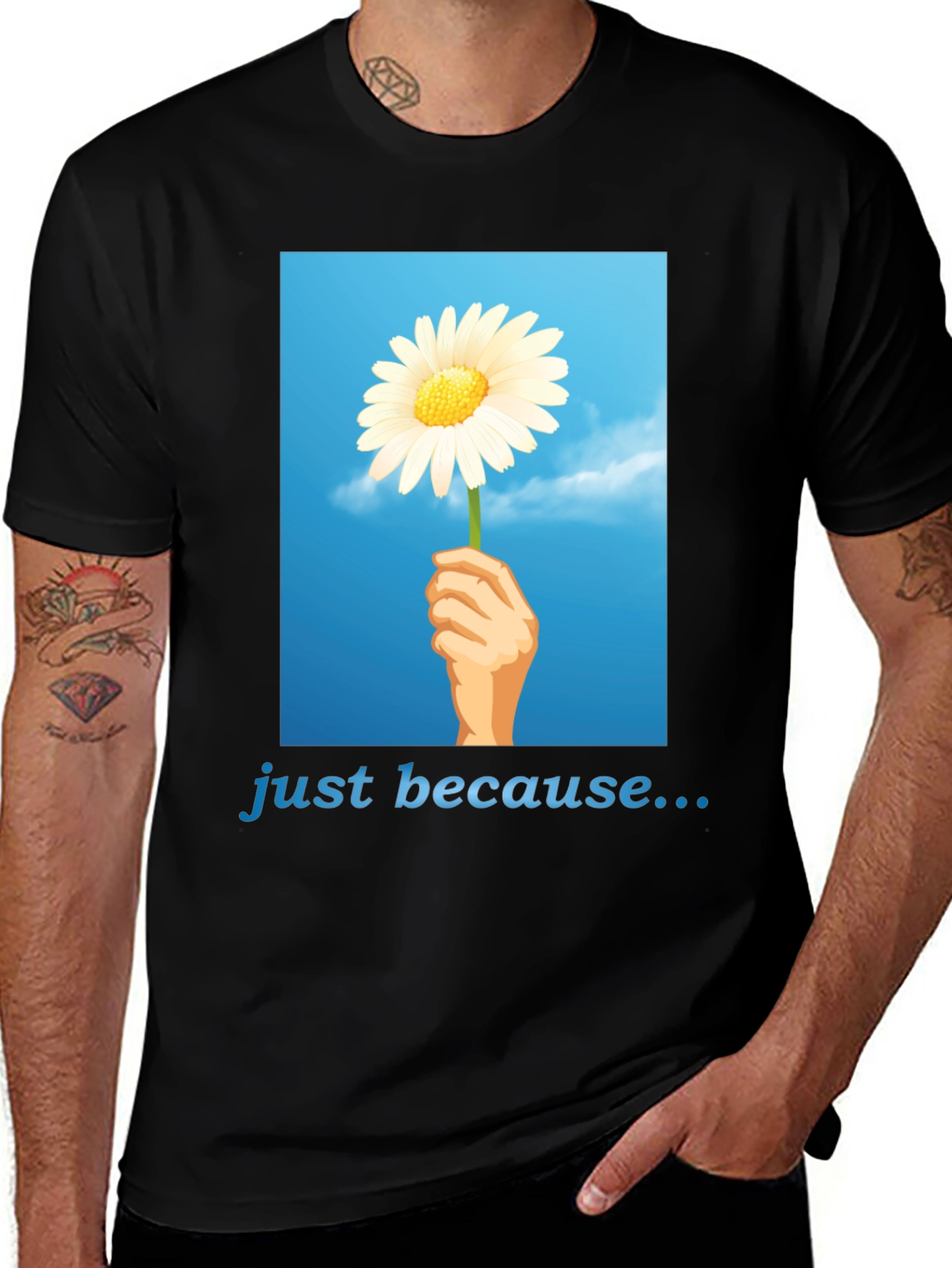Variant 7 of Just Because Daisy Graphic Tee - Soft Cotton Blend