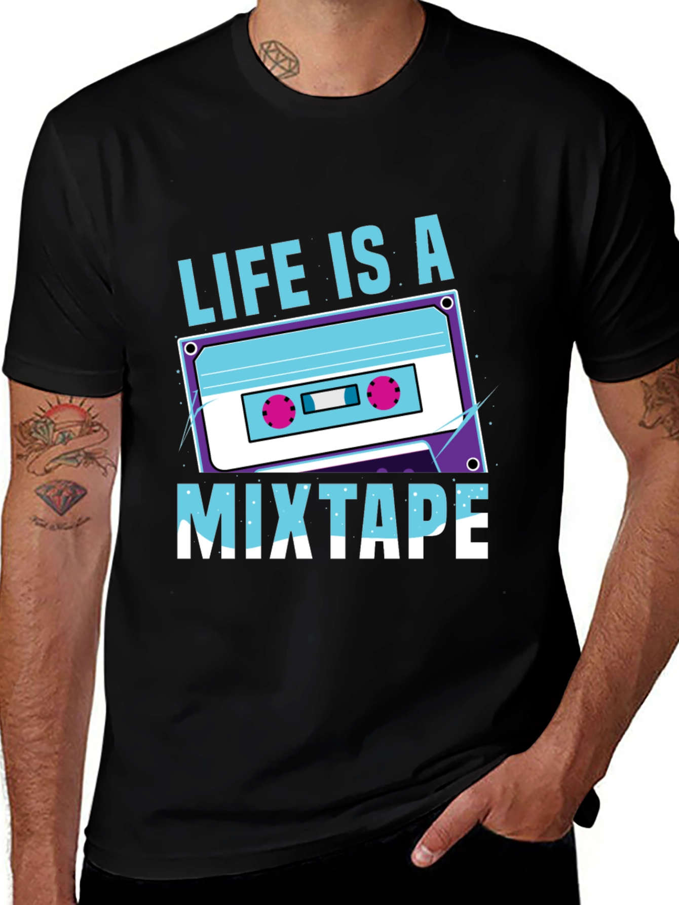 Black Life Is A Mixtape Graphic Tee - Retro Style main image