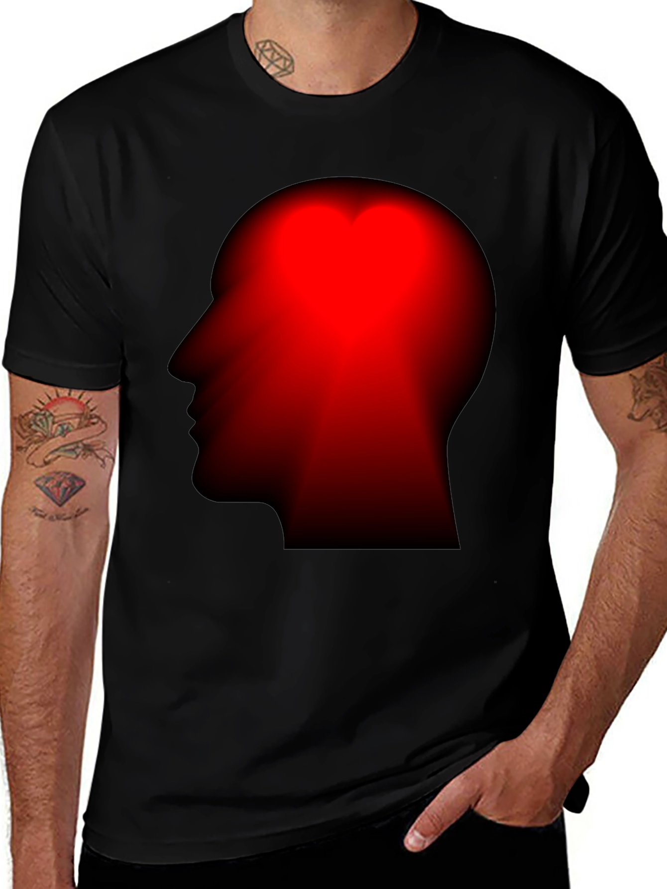 Variant 16 of Red Head Silhouette Black T-Shirt