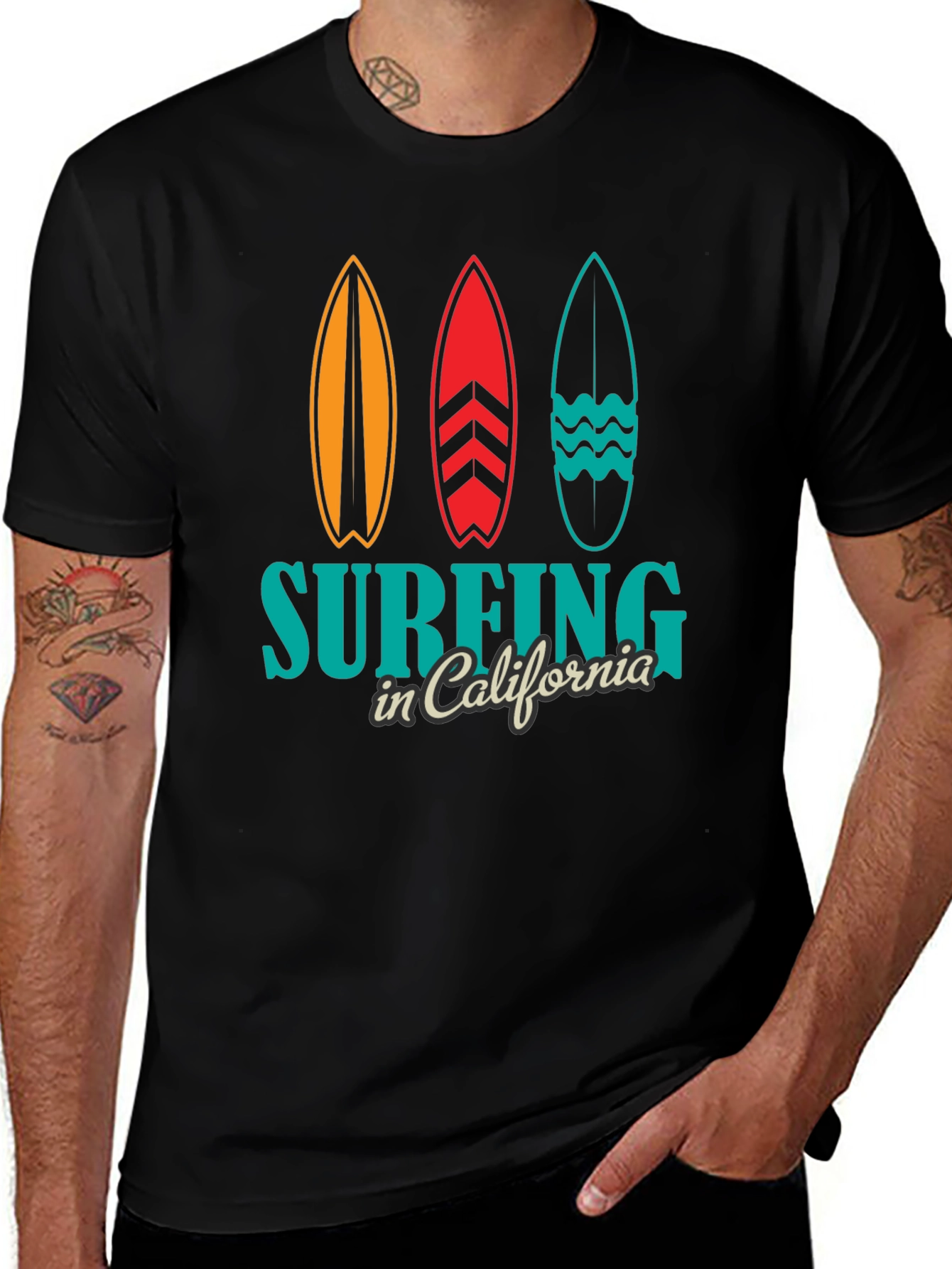 Variant 25 of Surfing California Black T-Shirt Surfboards