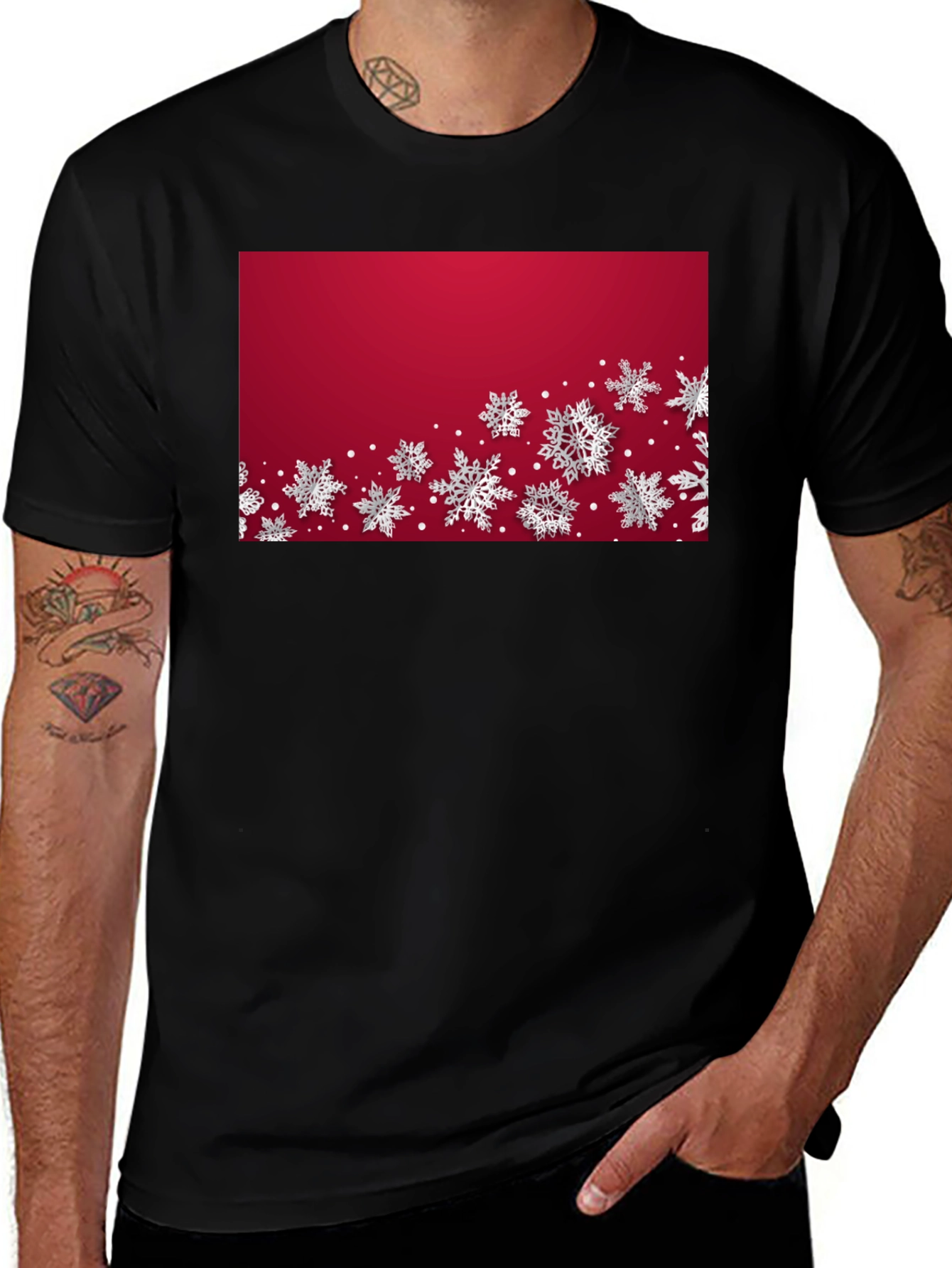 Variant 4 of Snowflake Holiday Graphic Tee - Red