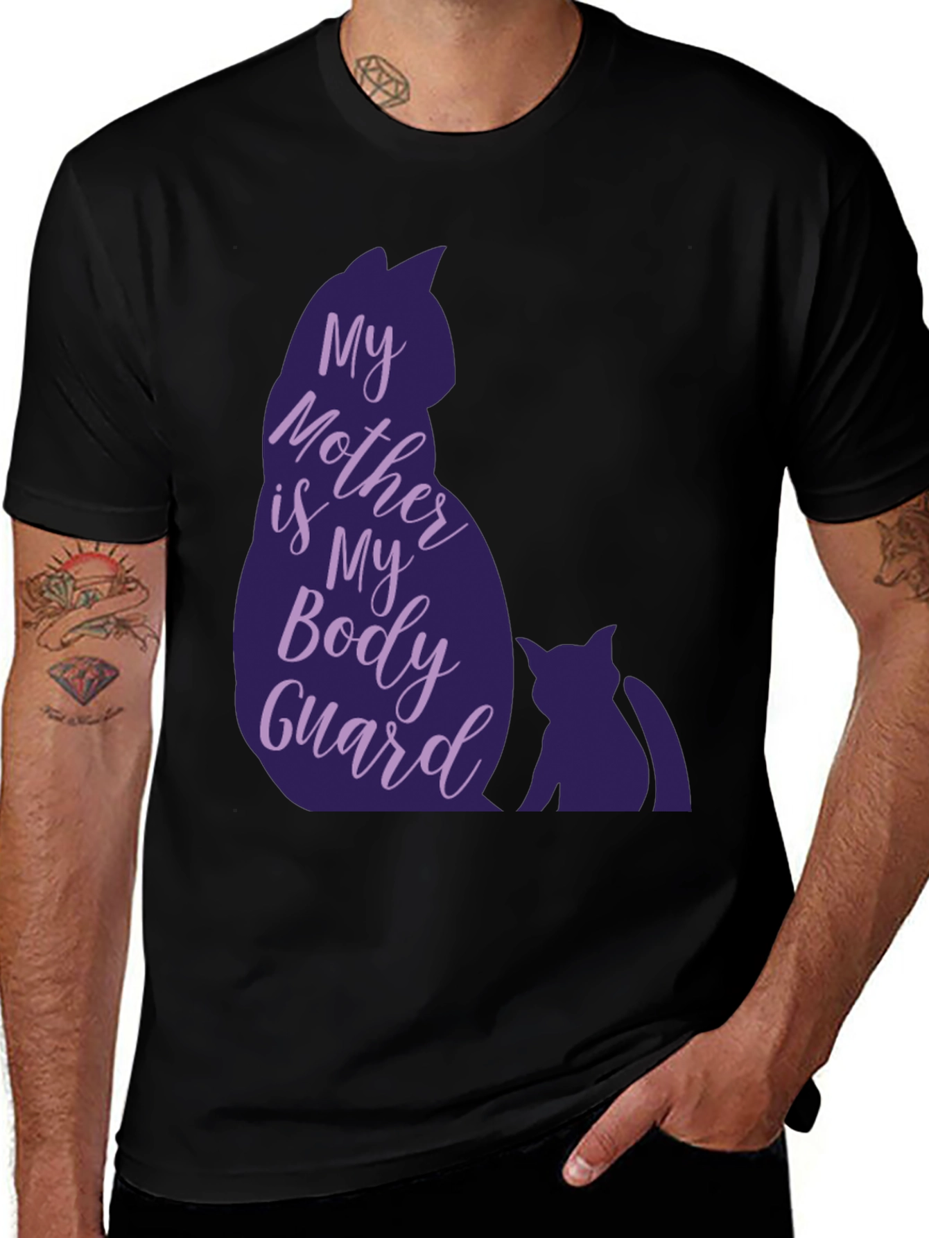 Variant 27 of My Mother Is My Bodyguard Cat Silhouette Tee