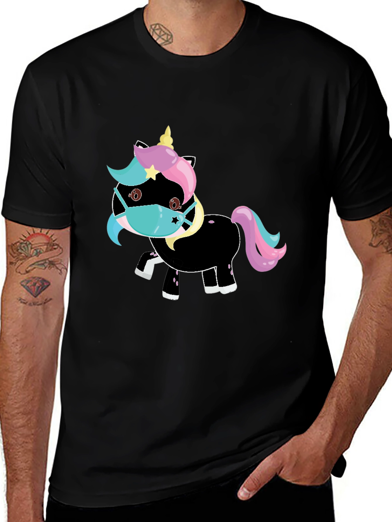 Variant 16 of Unicorn Mask Black T-Shirt