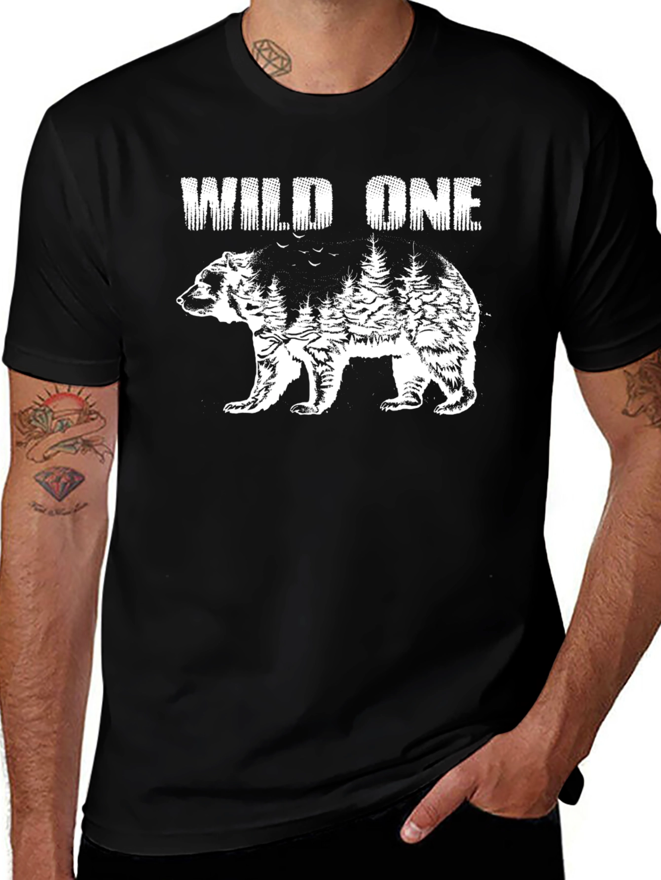 Variant 9 of Wild One Bear Graphic Tee - Nature Inspired Design