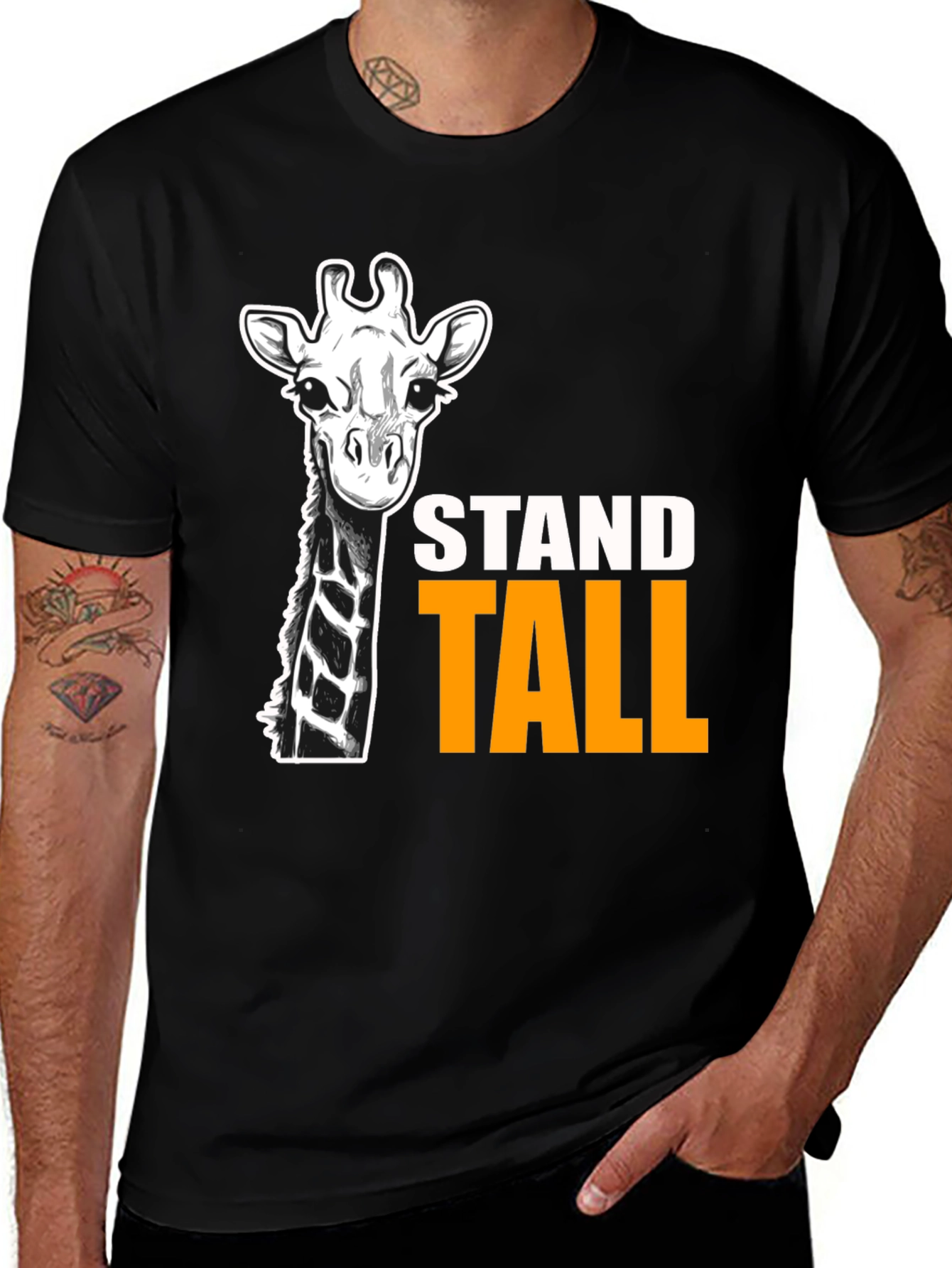 Variant 23 of Stand Tall Giraffe Graphic T-Shirt - Black