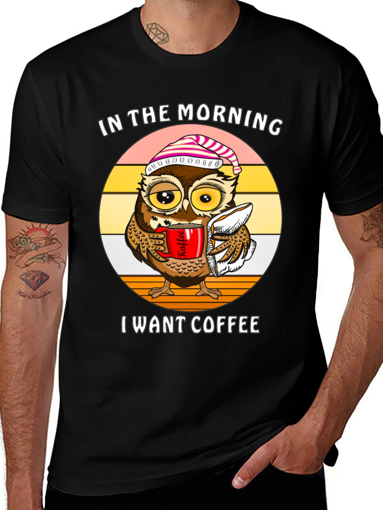 Variant 6 of Coffee Owl T-Shirt: In the Morning, I Want Coffee
