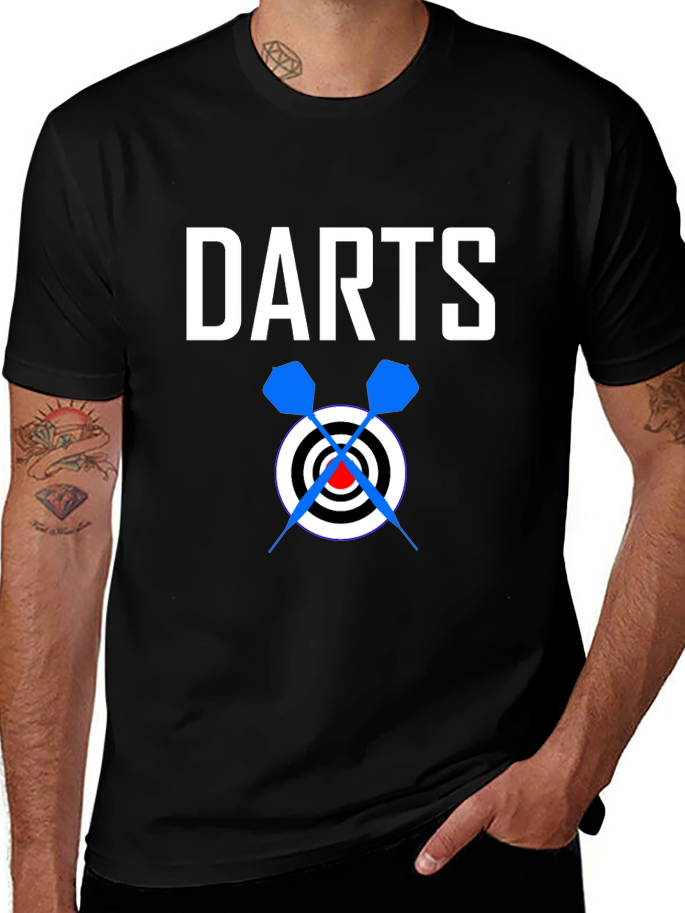 Variant 14 of Darts Graphic T-Shirt - Black Cotton Tee