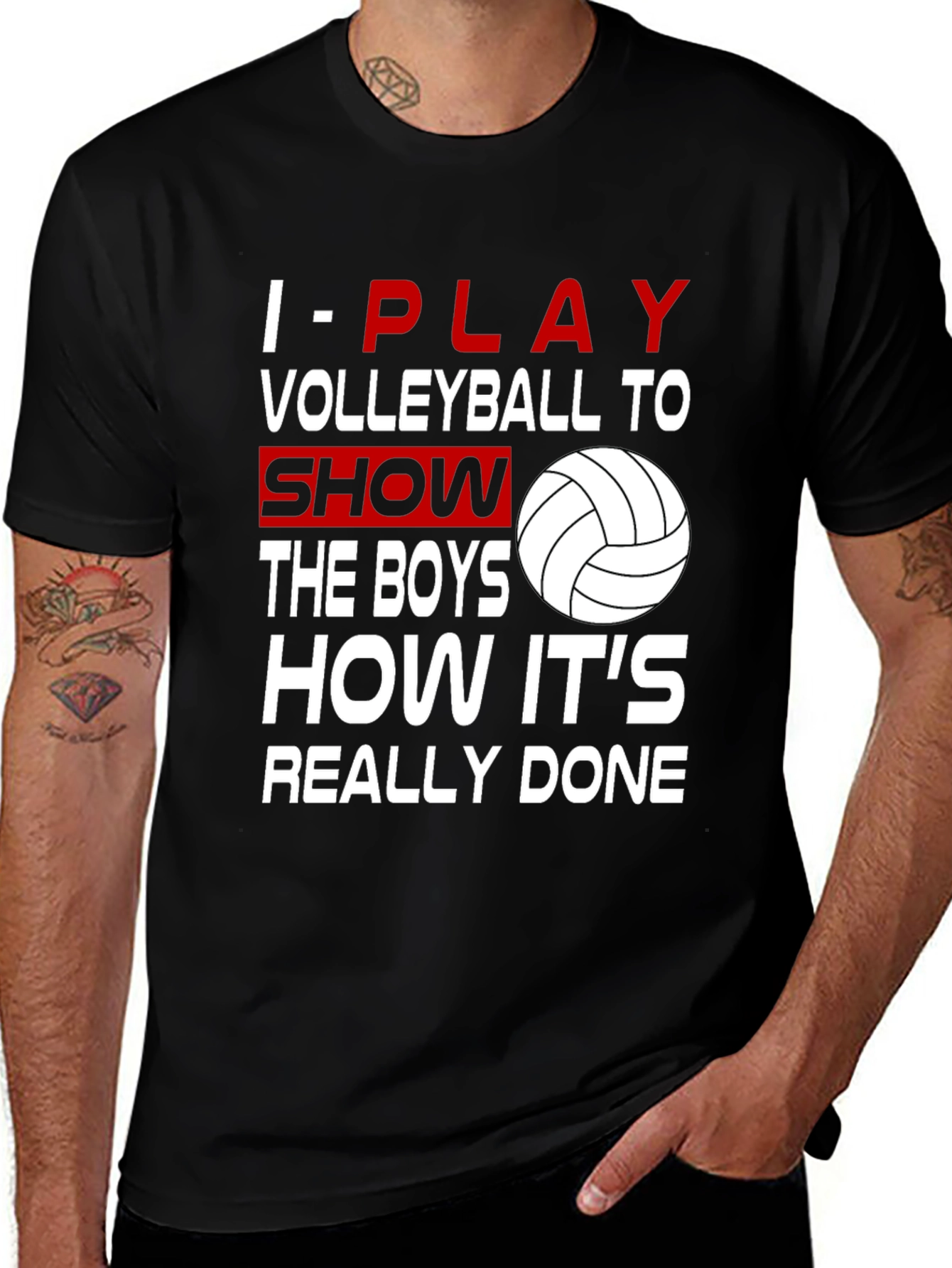 Variant 6 of Volleyball Player Graphic T-Shirt - Show The Boys How It's Done