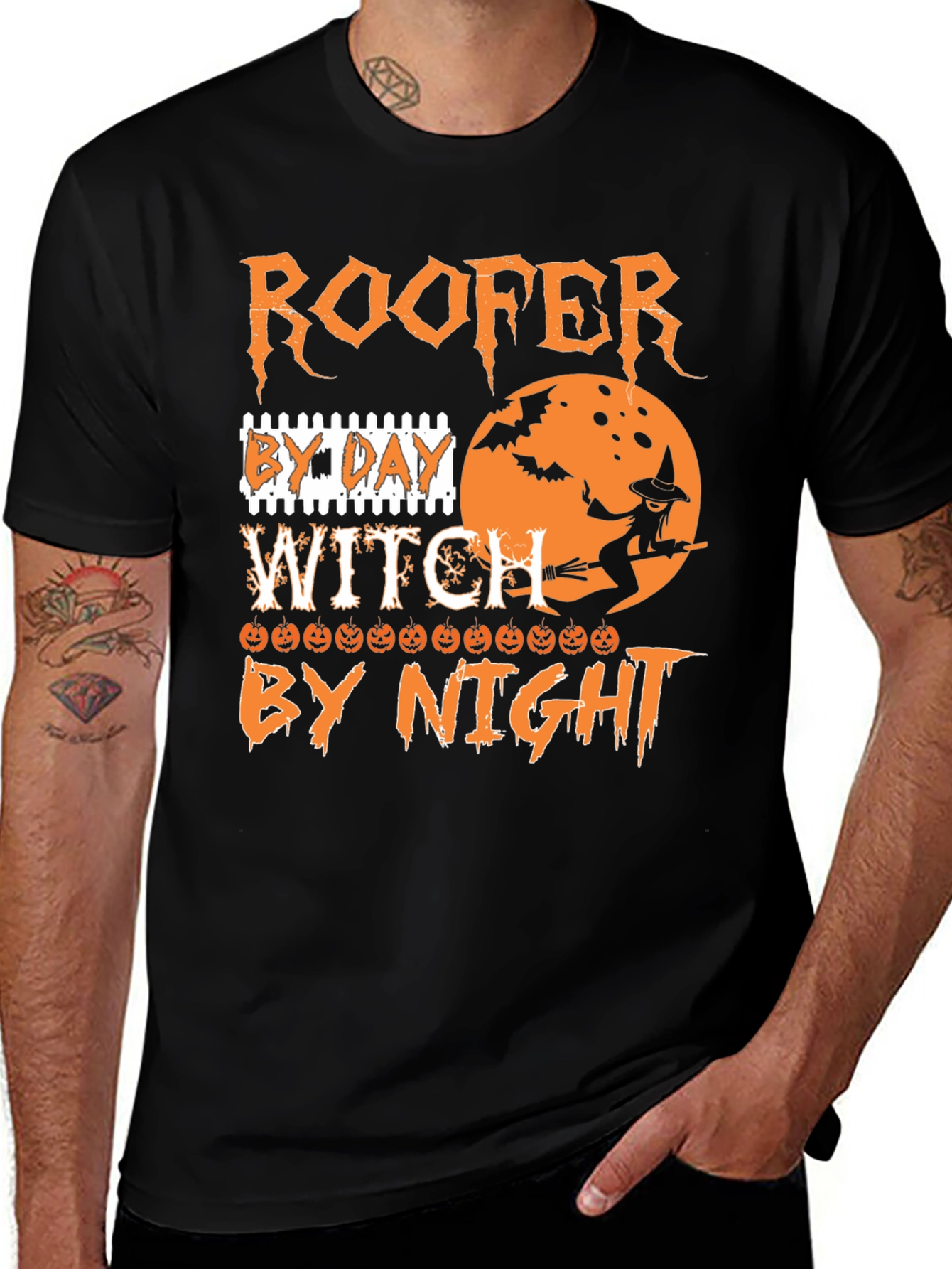 Roofer Witch Halloween T-Shirt