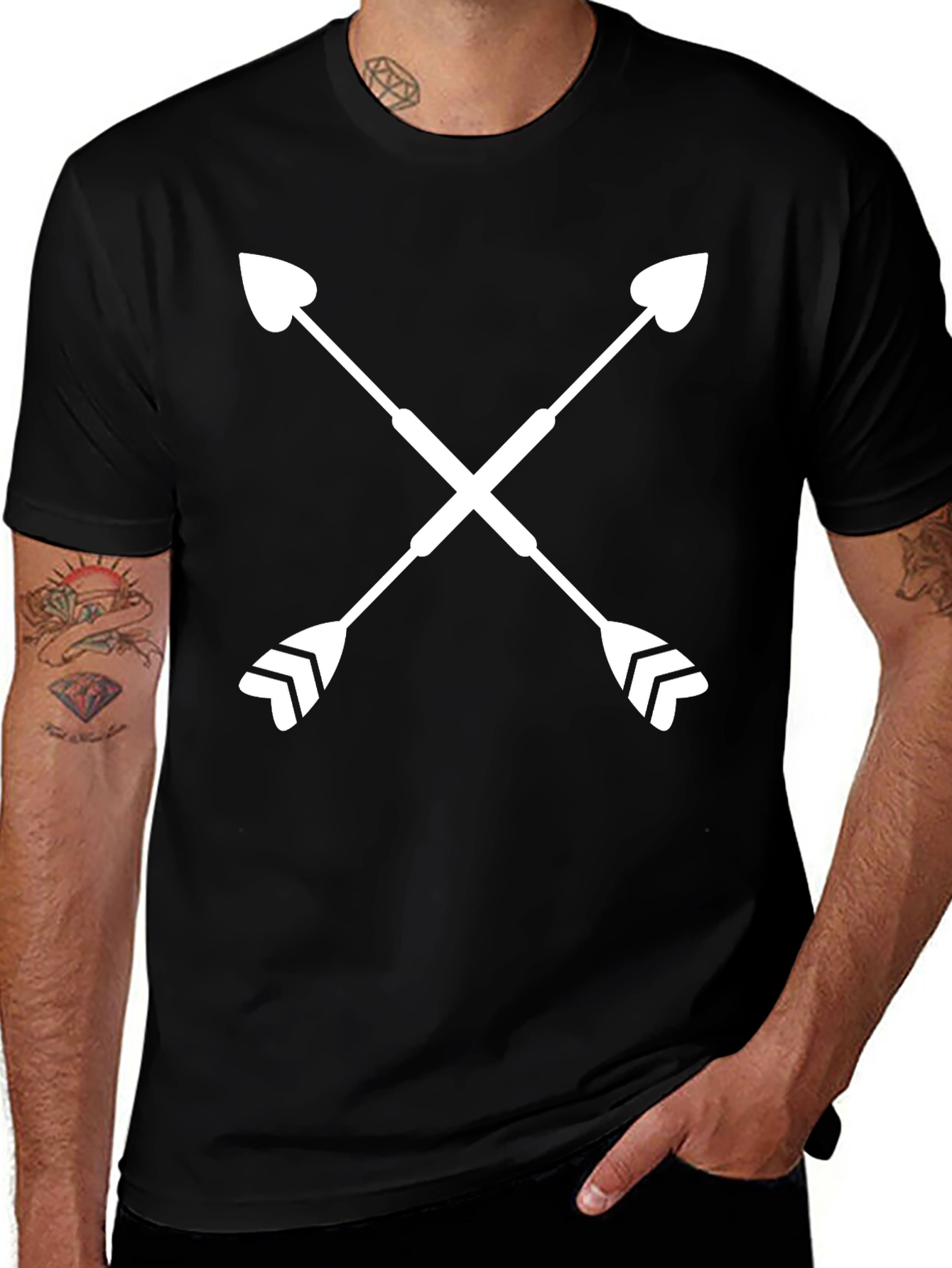 Variant 2 of Crossed Arrows Graphic Tee - Stylish Black Shirt