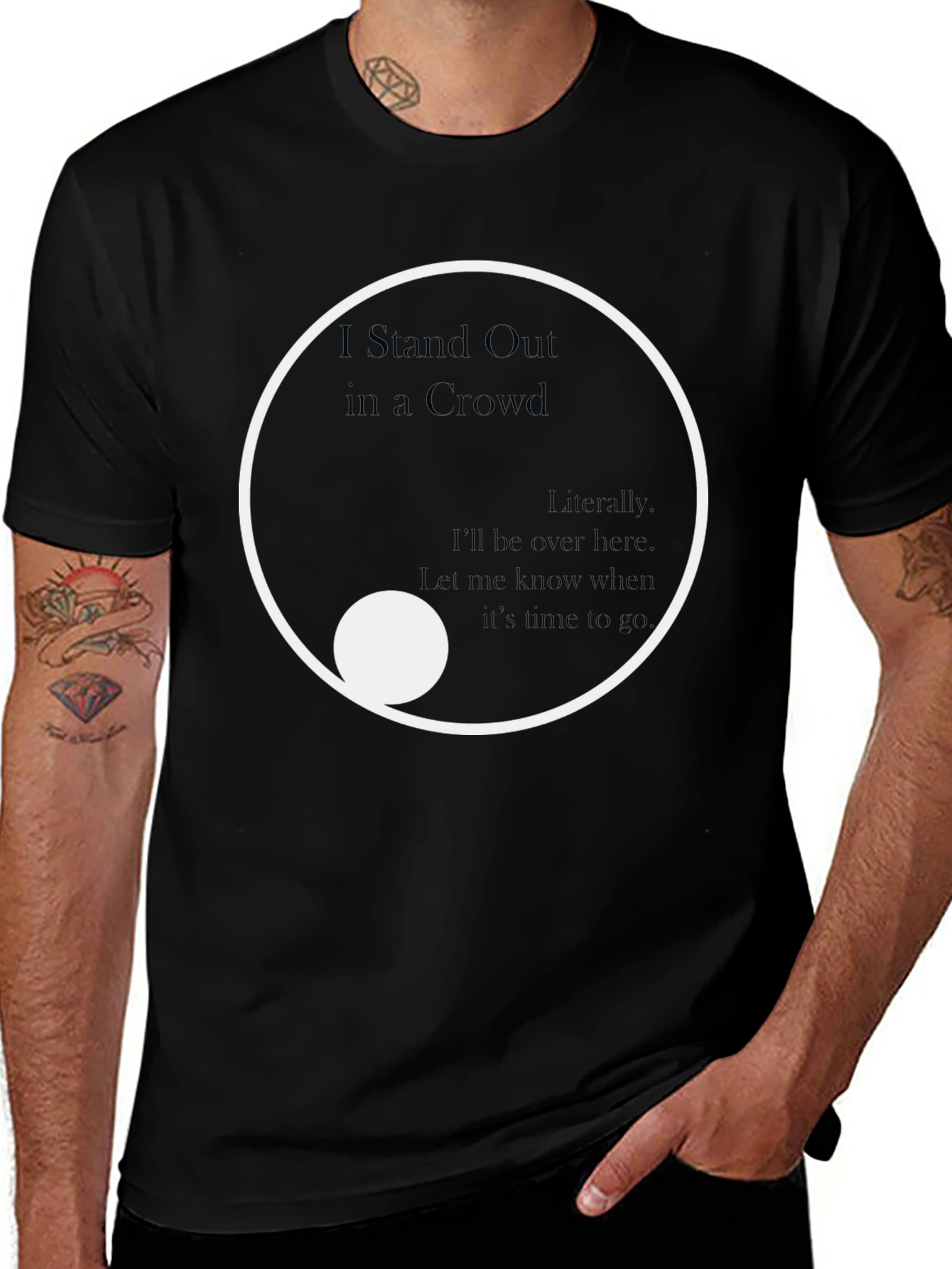 Black Stand Out in a Crowd Graphic Tee - Modern Yin Yang Design main image
