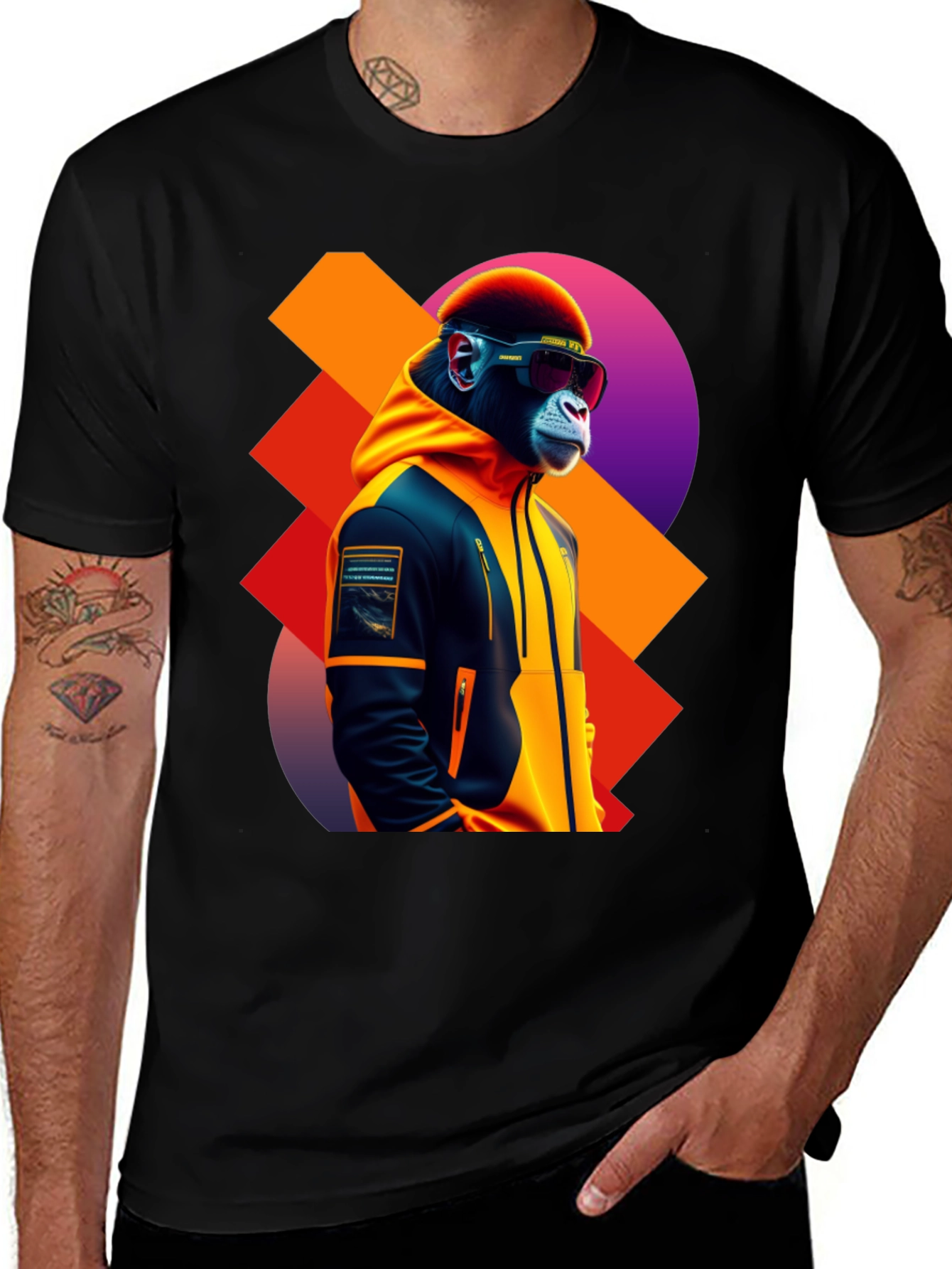 Black Cool Ape Graphic Tee main image