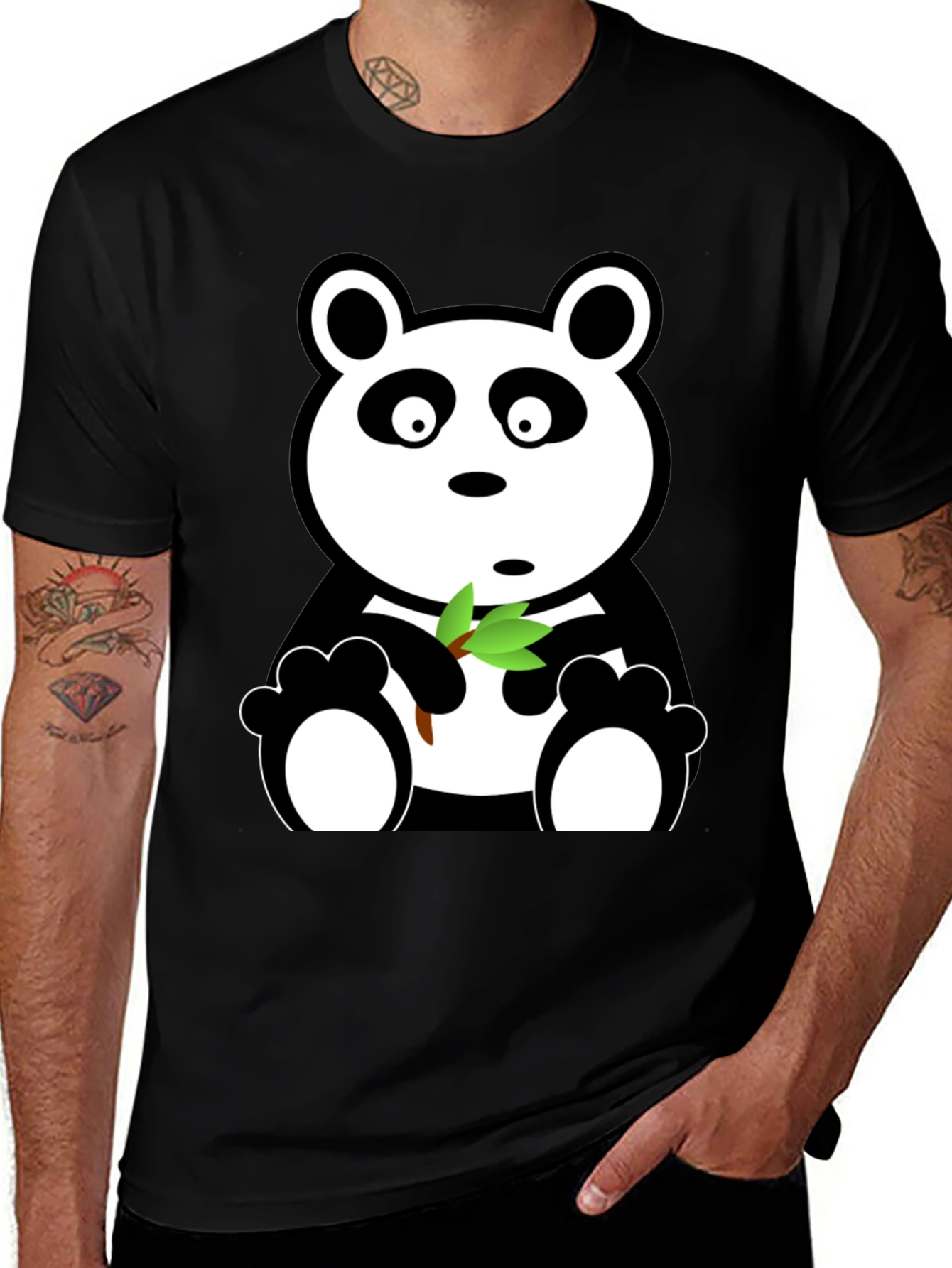 Variant 23 of Cute Panda Bear Graphic Tee - Black