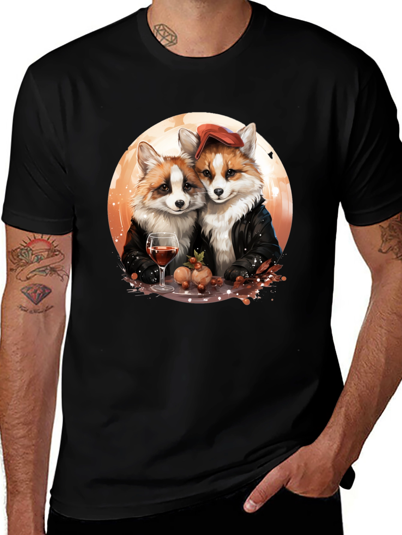 Variant 10 of Fox Couple Graphic T-Shirt - Unique Design