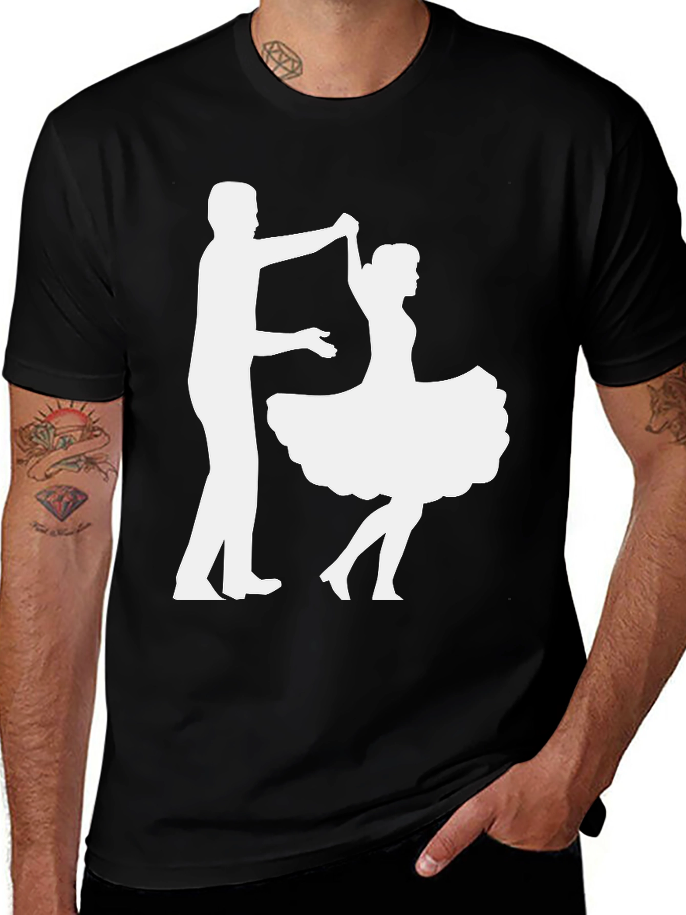 Variant 28 of Dancing Couple Graphic Tee - Black