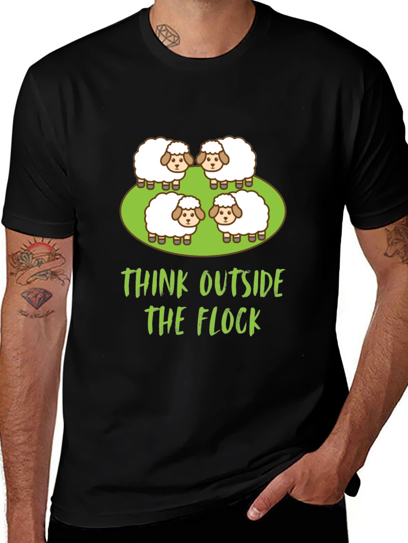 Variant 29 of Think Outside the Flock T-Shirt - Sheep Graphic Tee