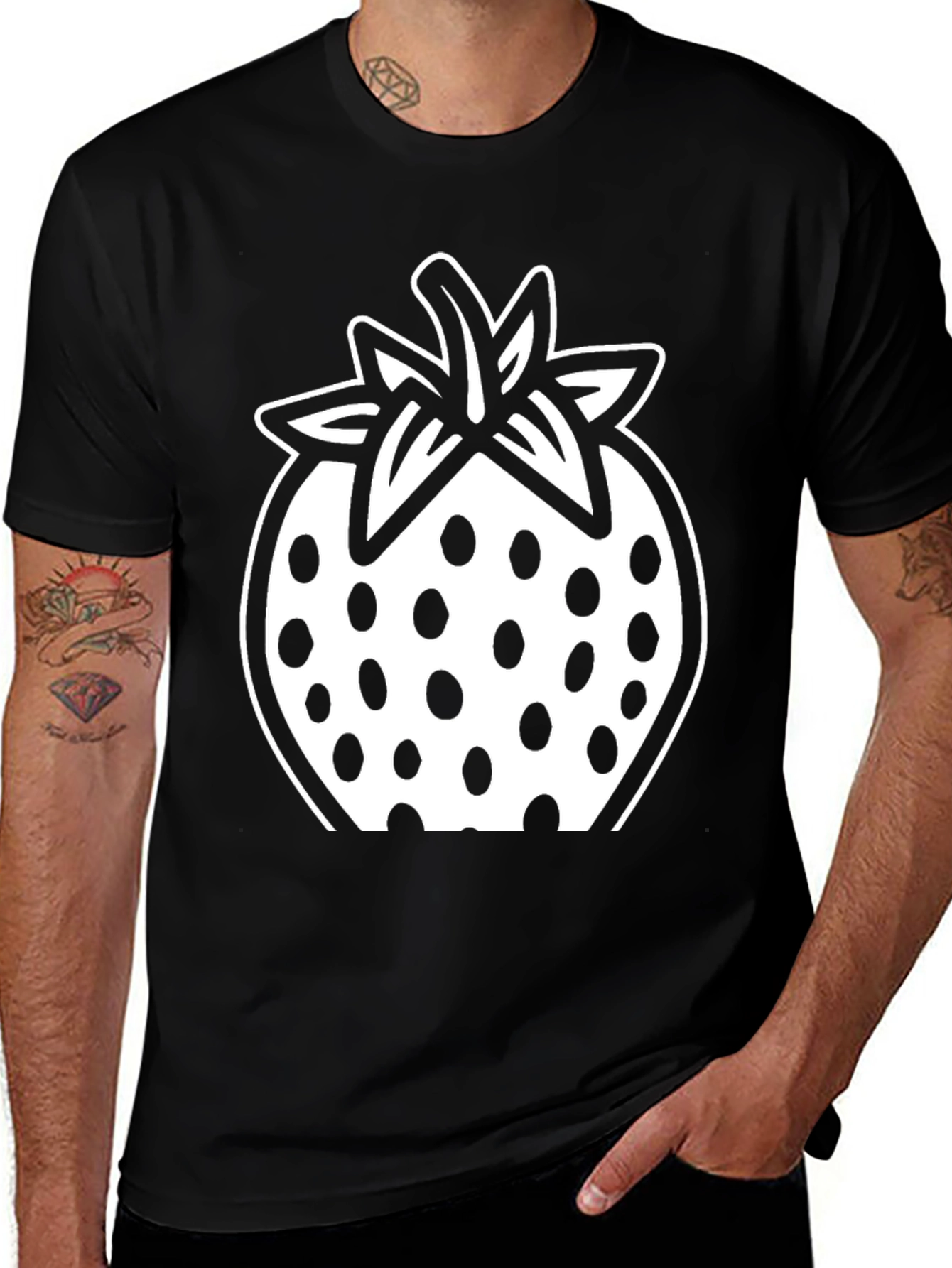 Strawberry Graphic Black T-Shirt - Casual Comfort