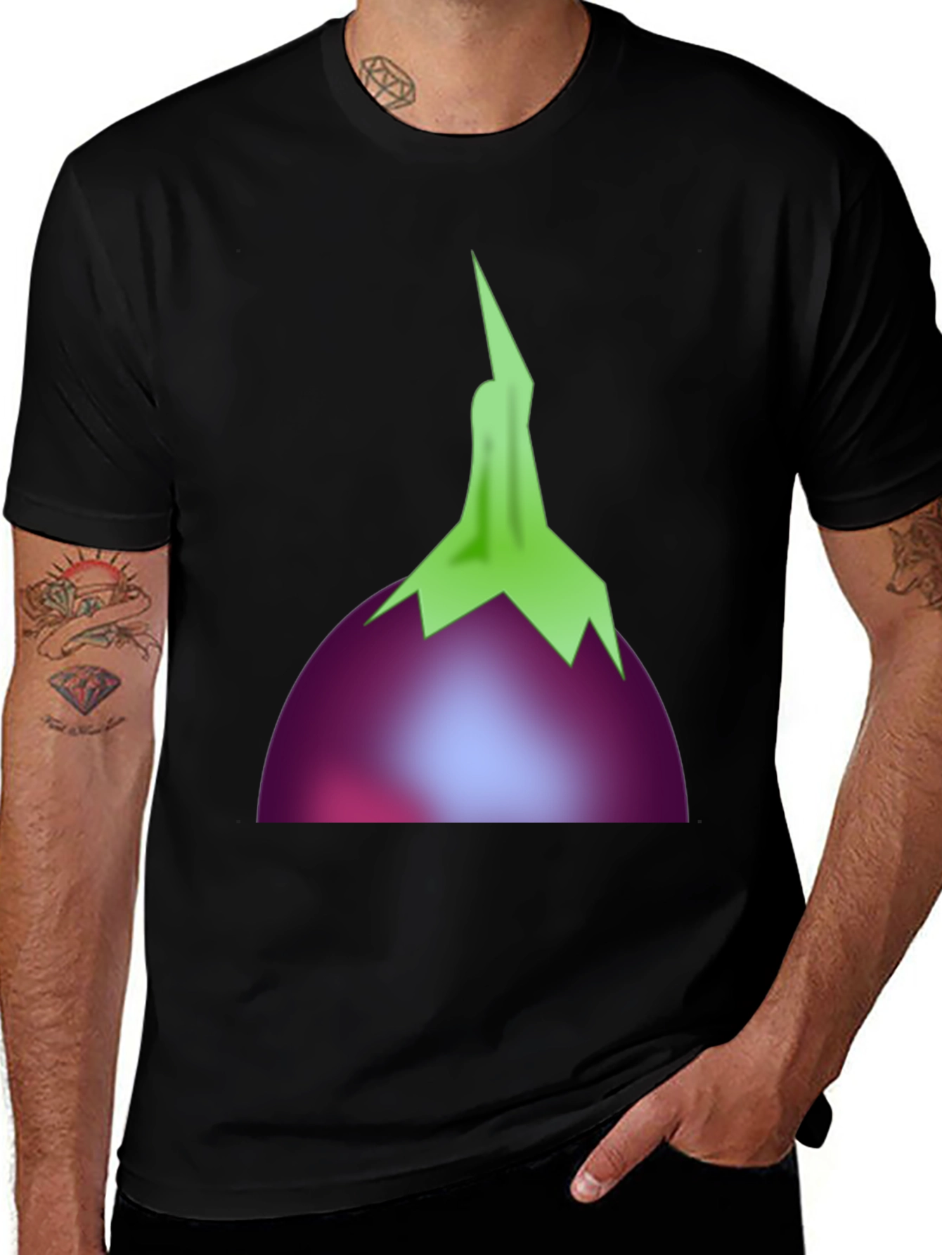 Variant 22 of Eggplant Graphic T-Shirt - Casual Black Tee