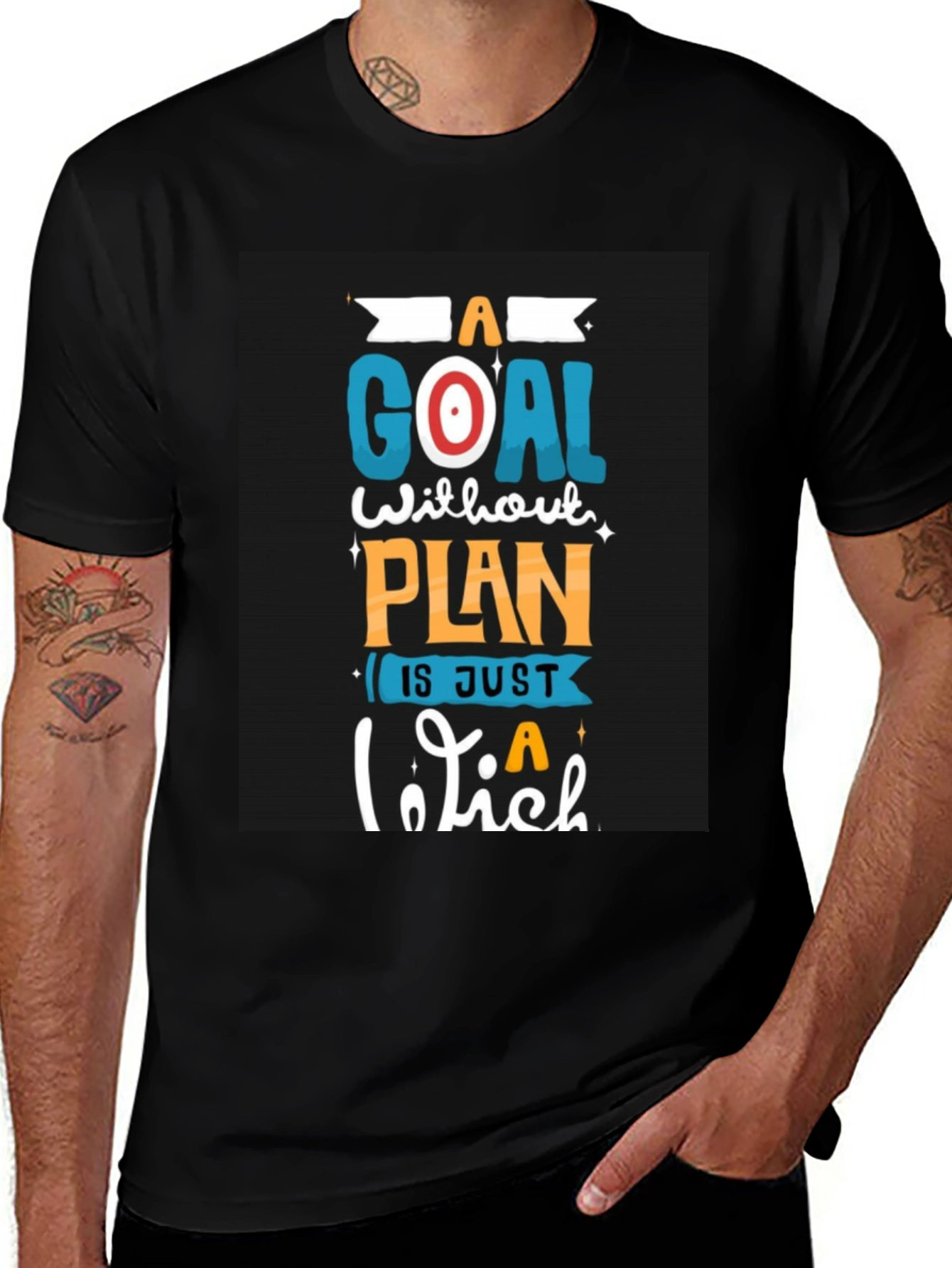 Black Motivational Goal Plan Black T-Shirt main image