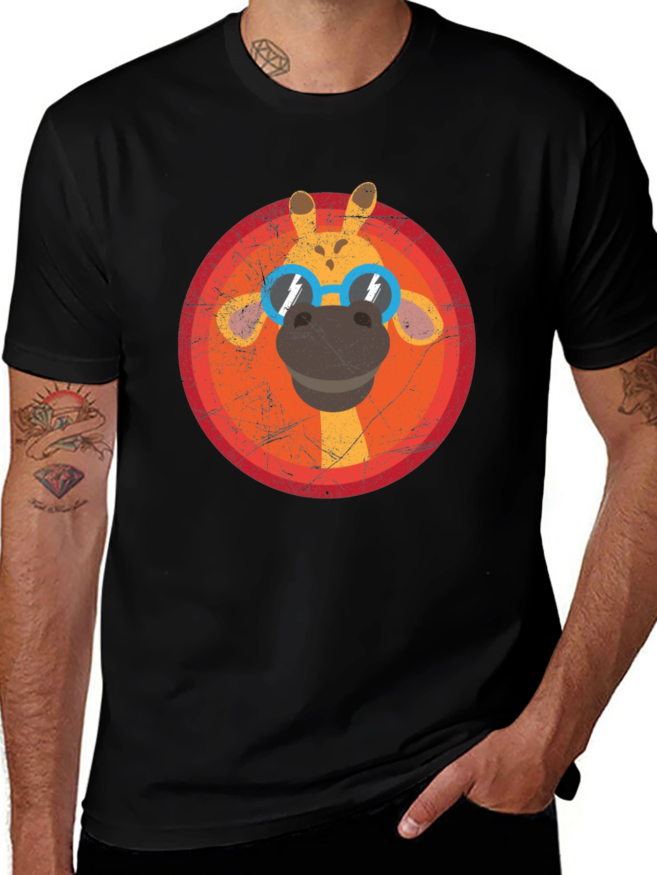 Variant 17 of Cool Giraffe Graphic Tee - Unisex Black T-Shirt