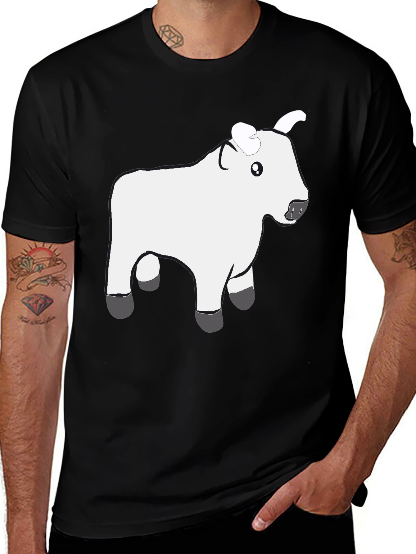 Variant 20 of Cute Cow Graphic Tee - Black Unisex T-Shirt