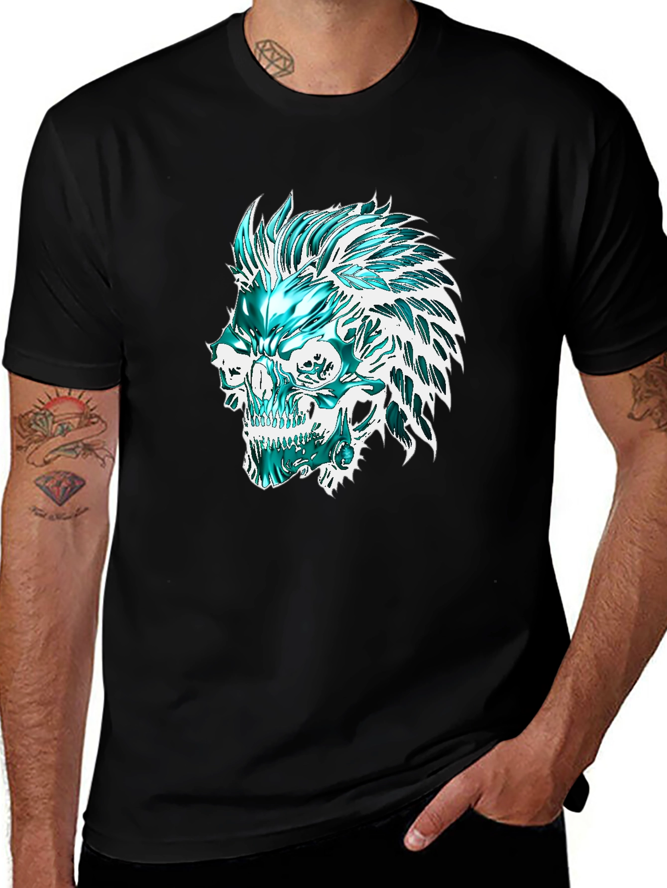 Edgy Skull Graphic T-Shirt - Black