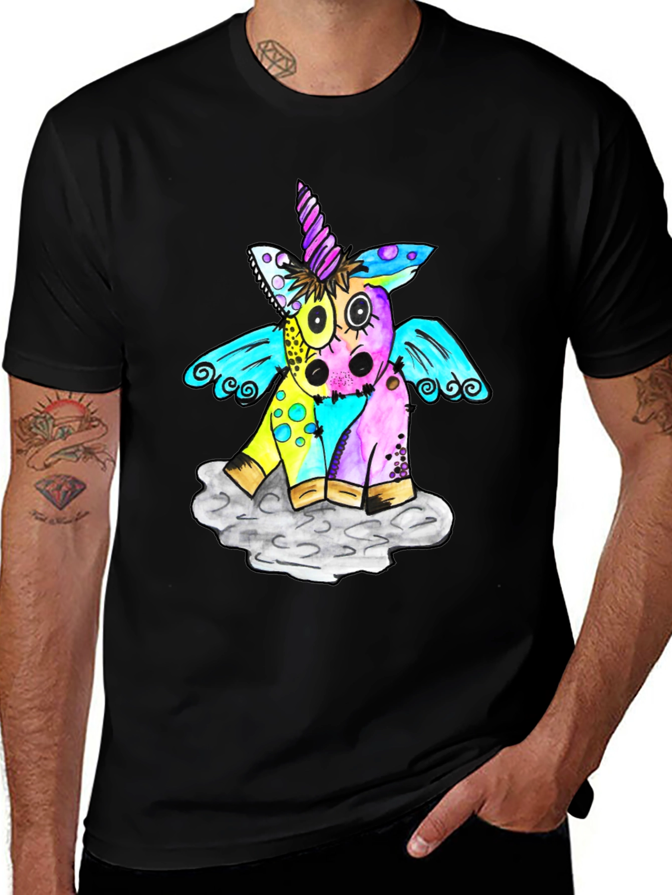 Variant 2 of Unicorn Graphic Tee - Men's Black T-Shirt