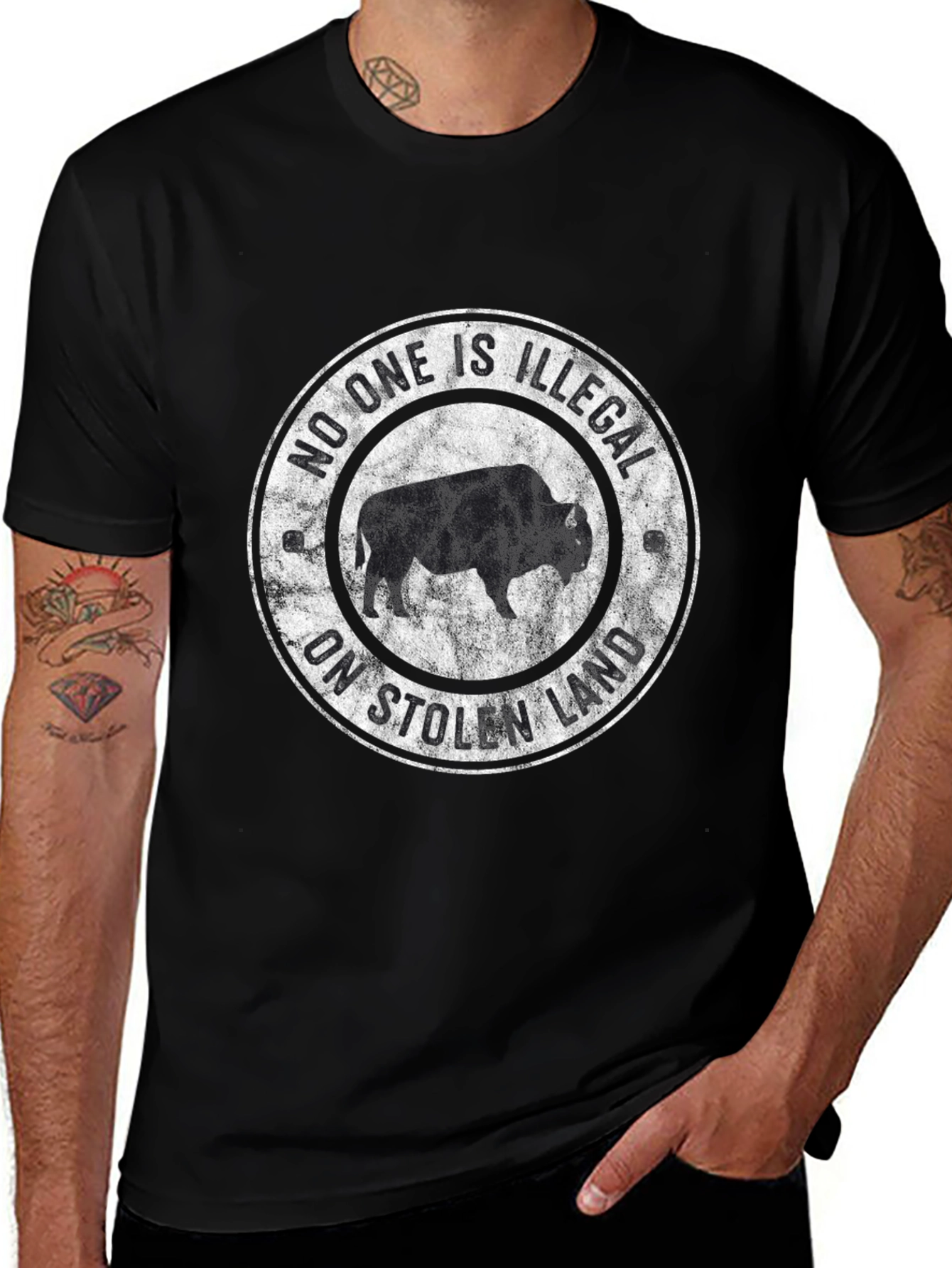 Variant 21 of No One Is Illegal On Stolen Land T-Shirt