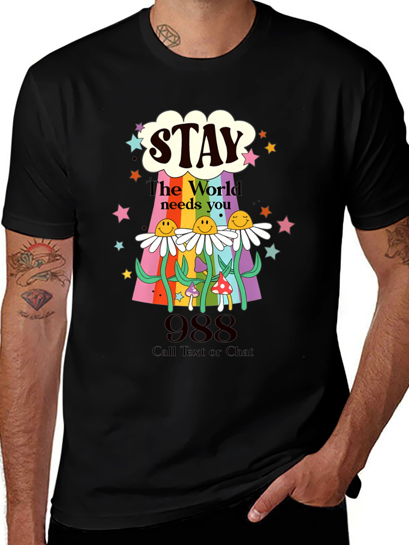 Variant 5 of Stay 988 Mental Health Awareness Graphic Tee