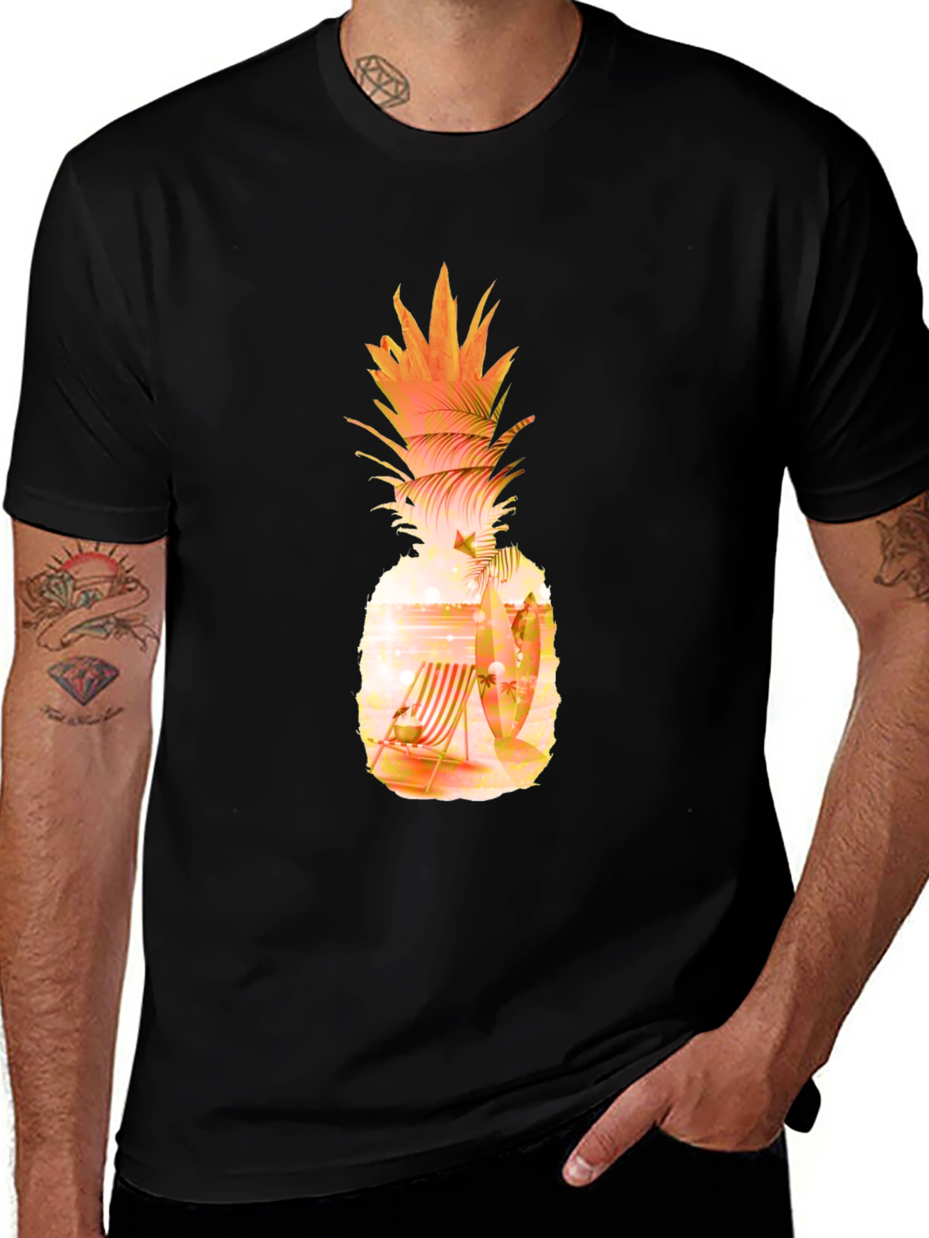 Variant 19 of Tropical Pineapple Graphic Tee - Beach Vibes