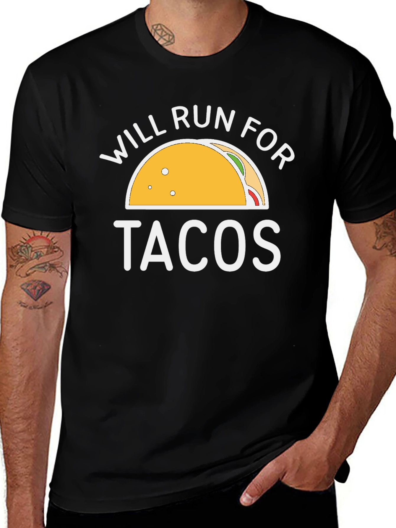 Black Will Run For Tacos Graphic Tee - Black main image