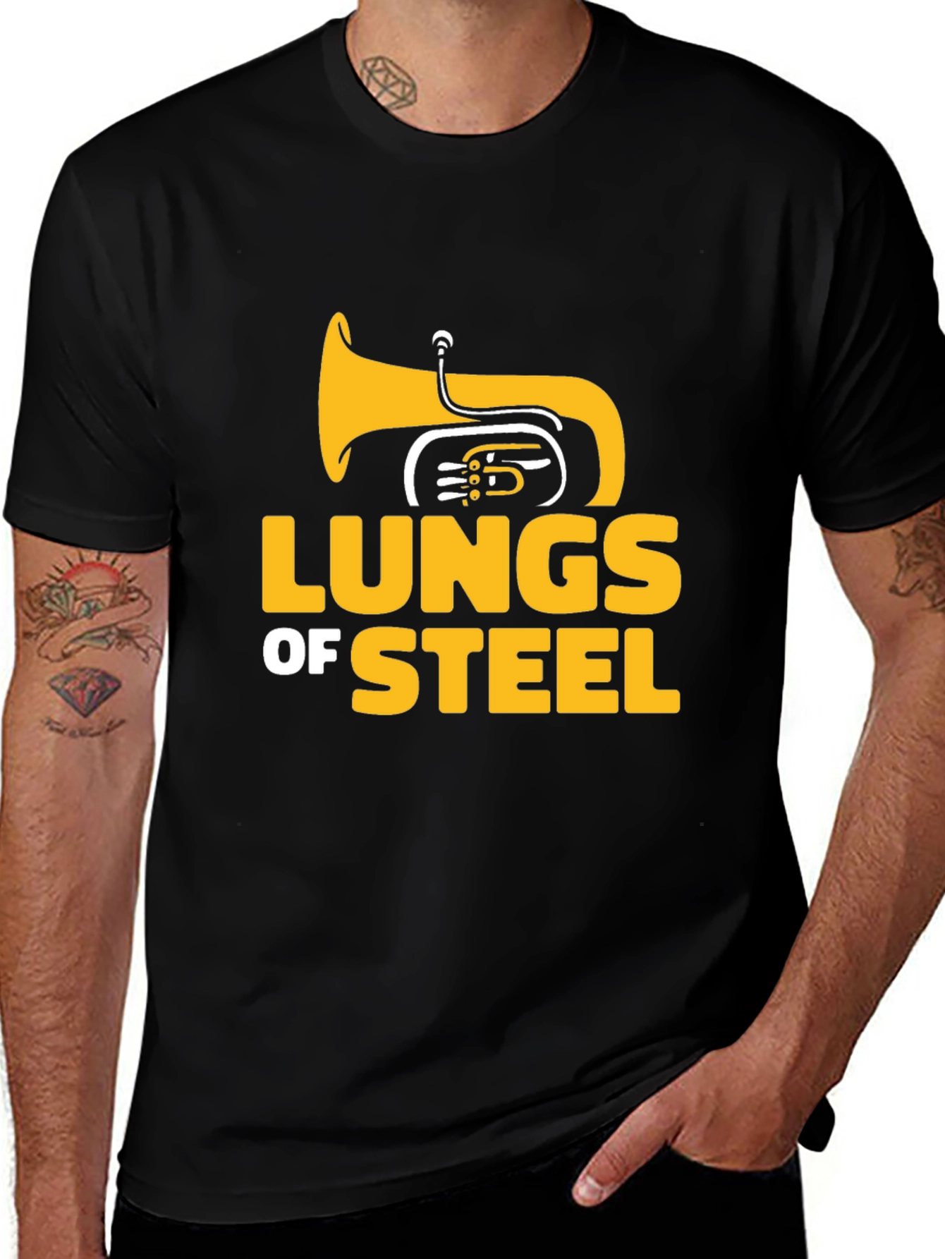 Lungs of Steel Tuba Player Black T-Shirt