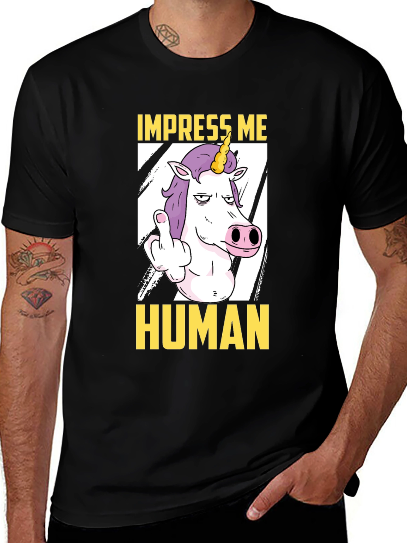 Variant 28 of Impress Me Human Unicorn Graphic Tee - Funny T-Shirt