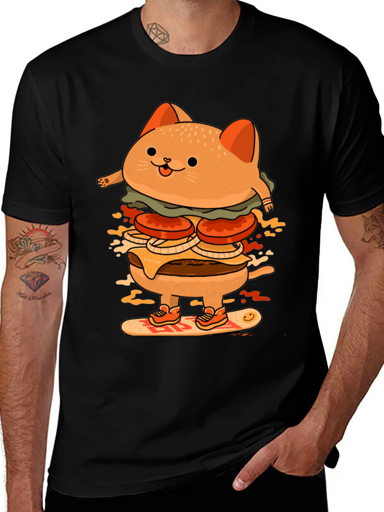 Burger Cat Skateboard Tee