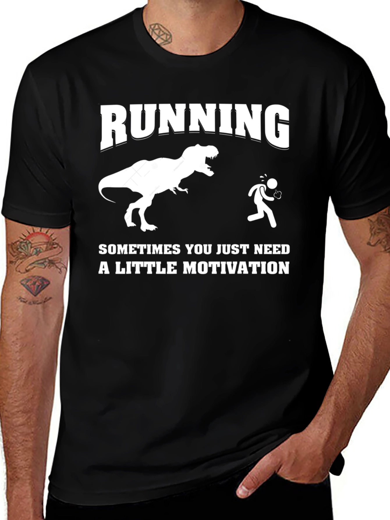 Variant 6 of Running Motivation T-Shirt Dinosaur Chase Funny Tee