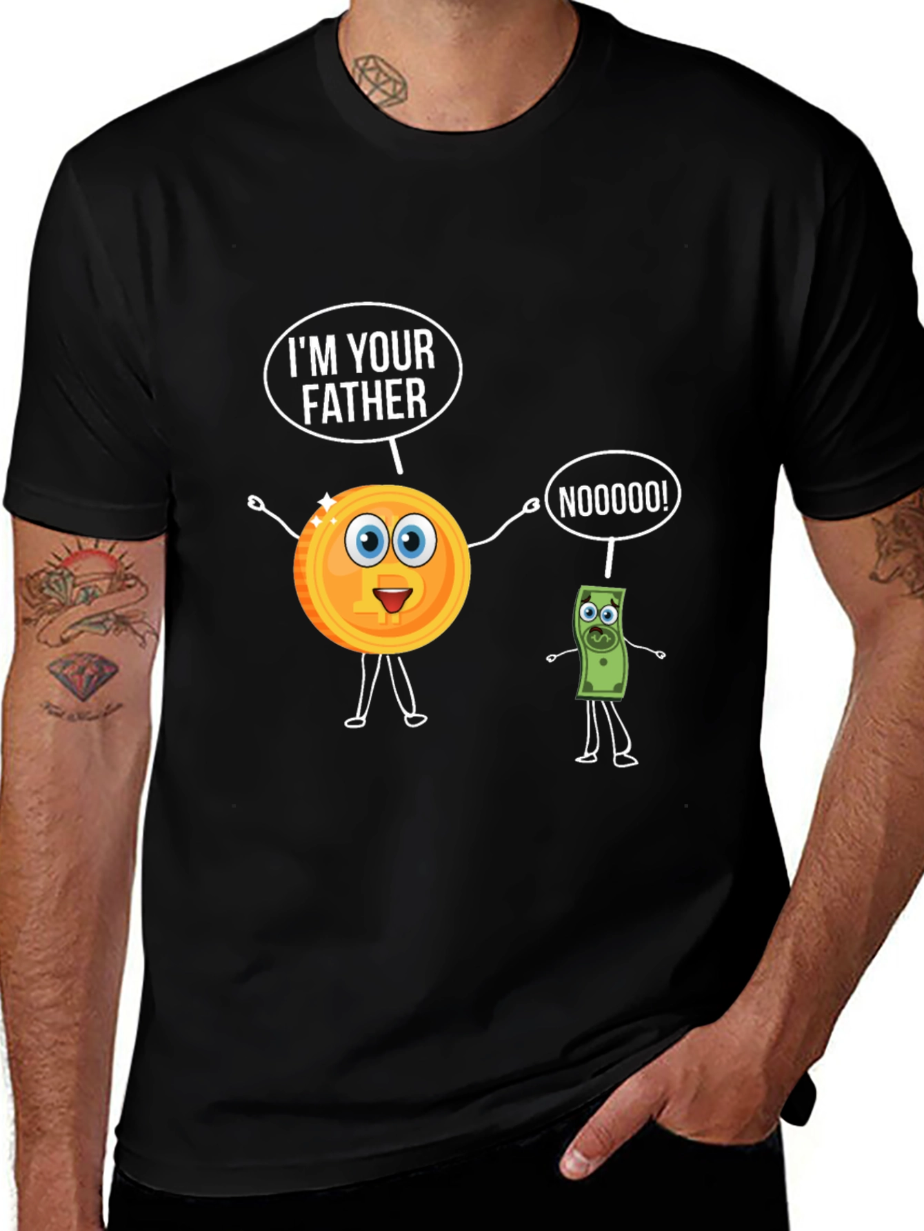 Variant 8 of Funny Crypto Father T-Shirt - Bitcoin vs. Dollar