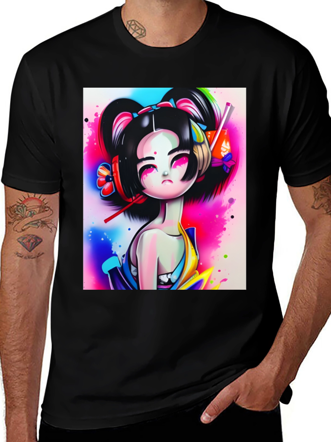 Variant 10 of Anime Geisha Graphic Tee - Cool Streetwear Shirt