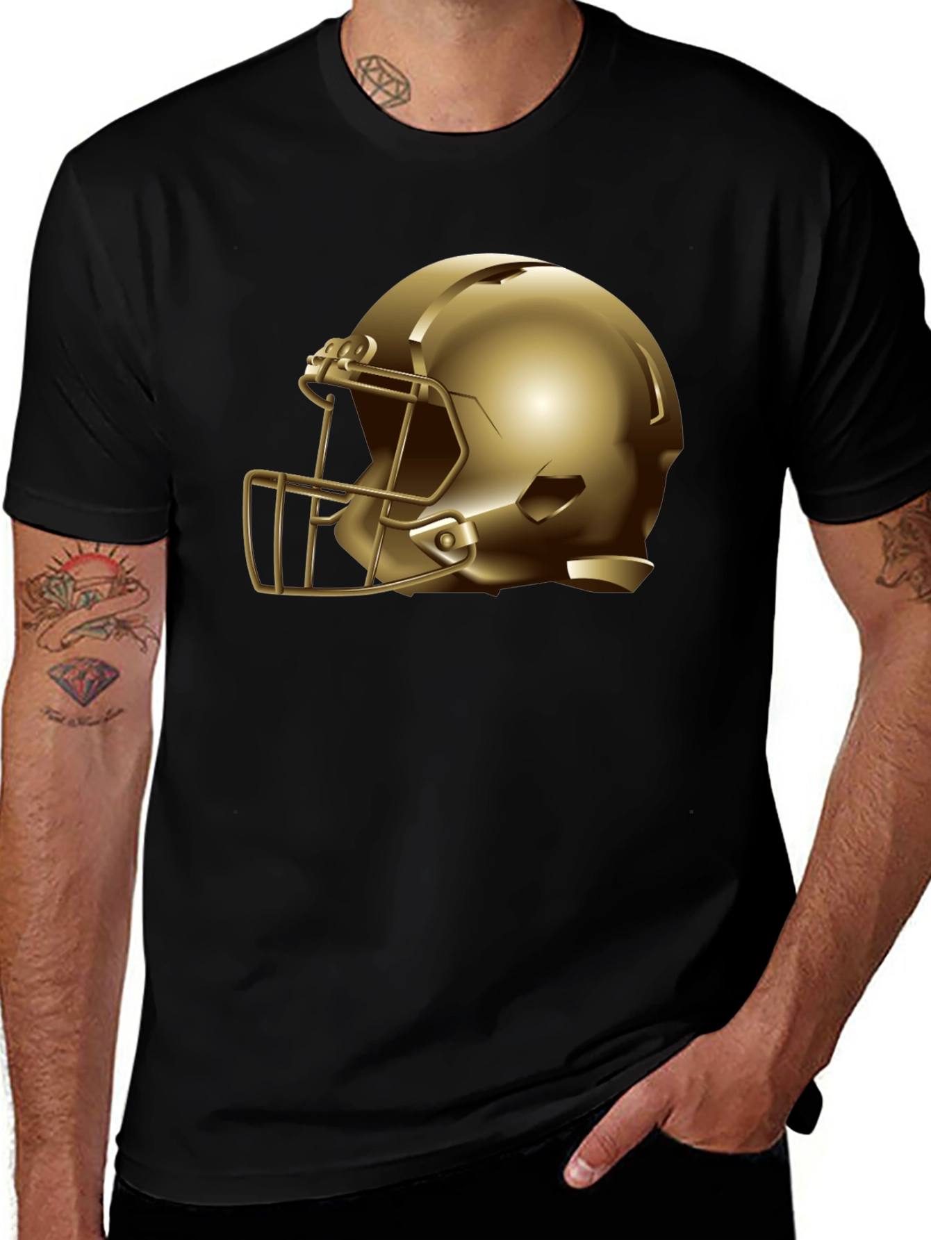 Variant 19 of Gold Helmet Graphic Tee - Football Fan Apparel