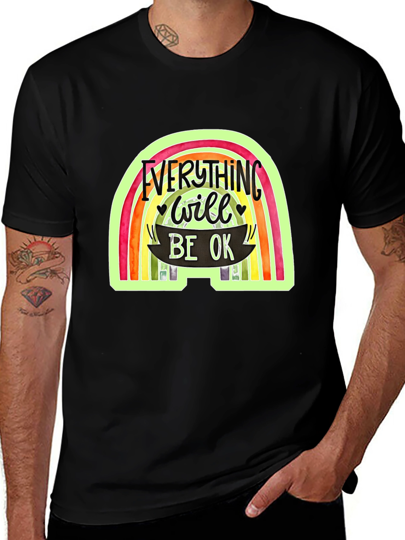 Variant 10 of Everything Will Be OK Rainbow Graphic Tee