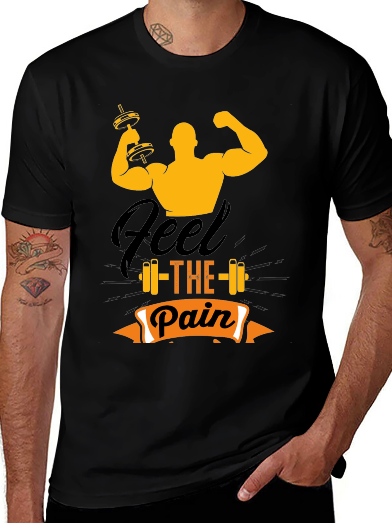Variant 25 of Feel the Pain Workout Graphic Tee - Black