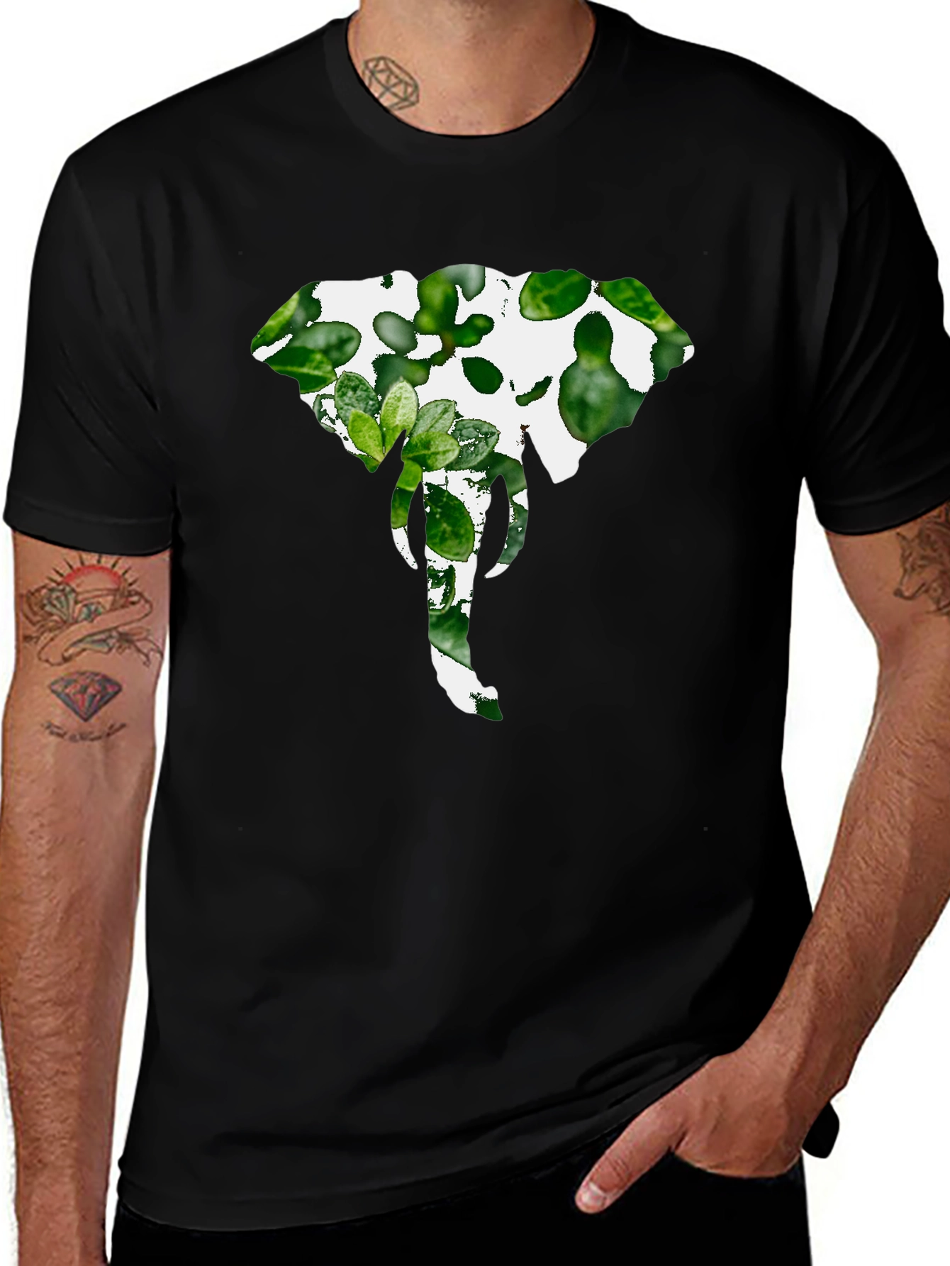 Variant 9 of Elephant Plant Graphic Tee - Stylish Black Shirt