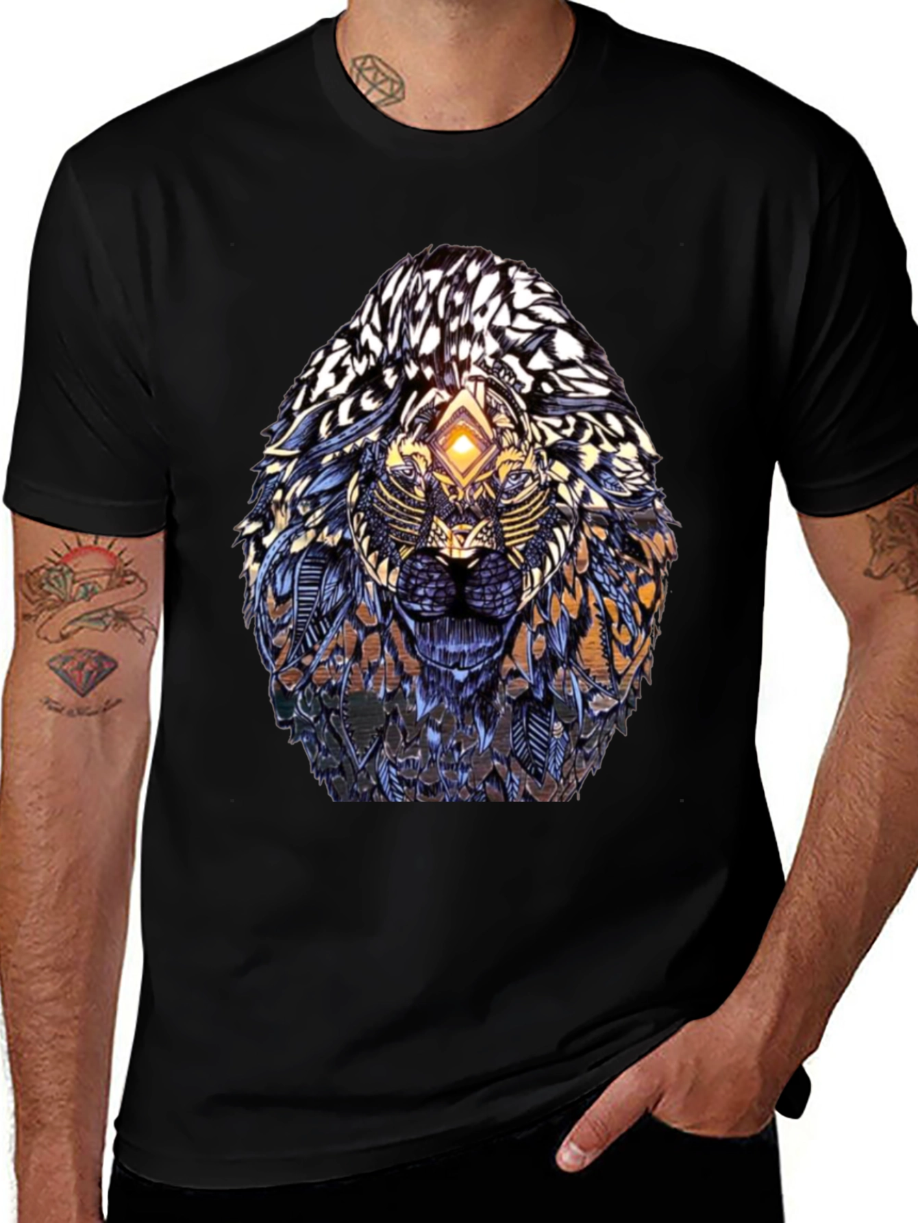 Variant 19 of Abstract Lion Head Graphic Print T-Shirt
