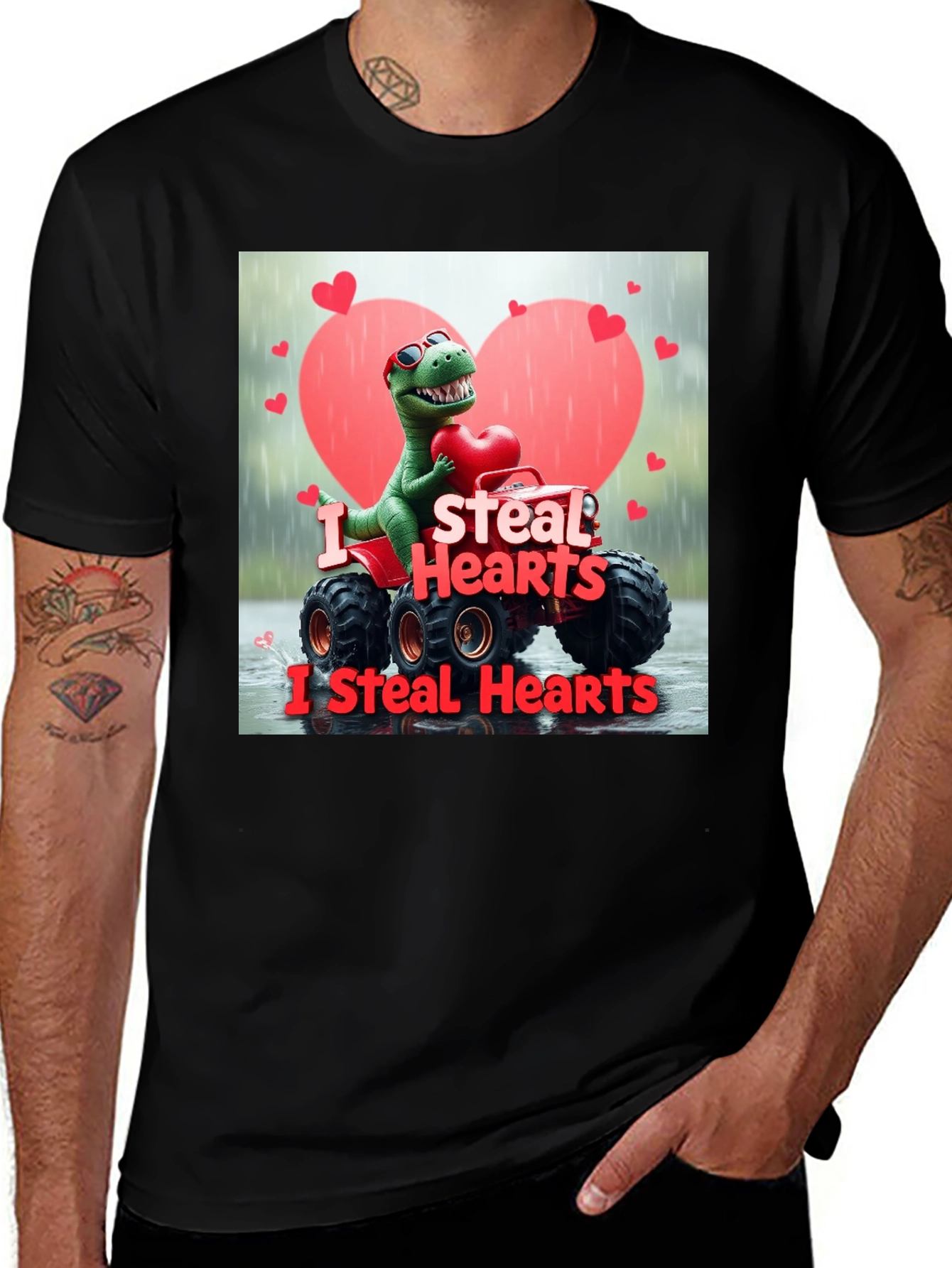 Variant 30 of I Steal Hearts Dinosaur Monster Truck Valentine's Day T-Shirt
