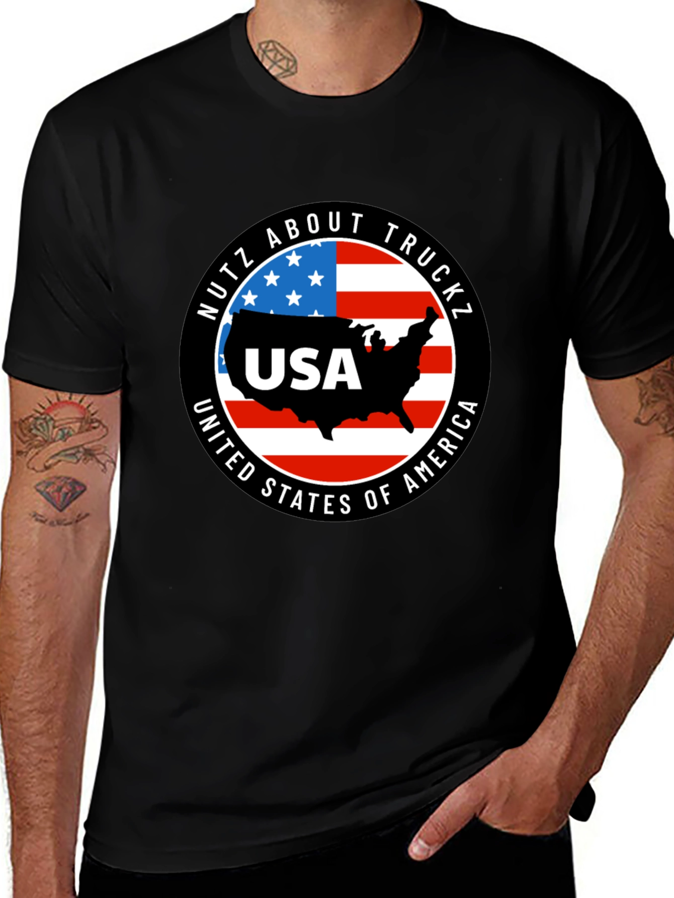 Variant 19 of USA Truck T-Shirt: Nutz About Truckz - Patriotic Pride!