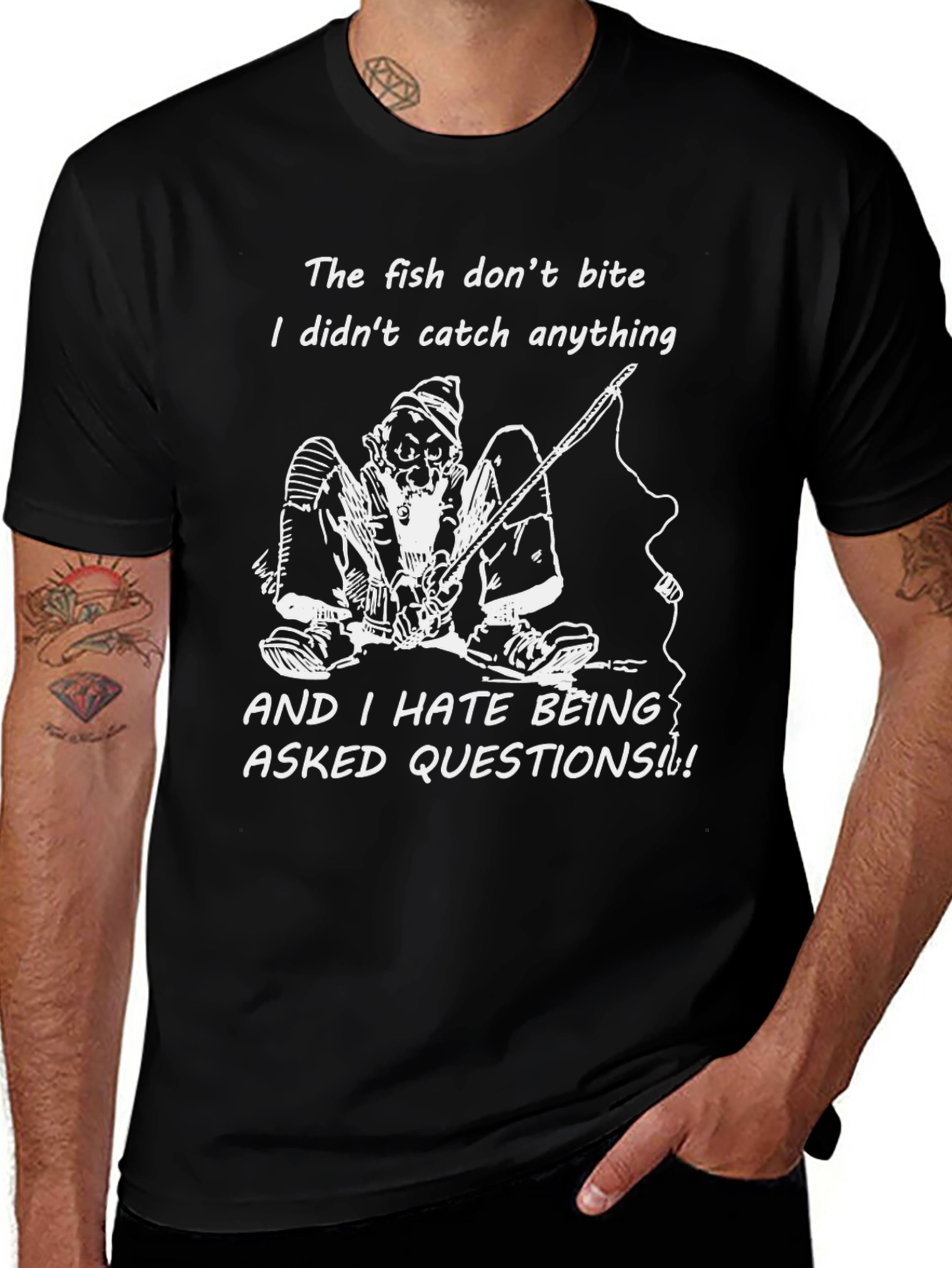 Variant 7 of Funny Fishing Graphic Tee - The Fish Don't Bite T-Shirt