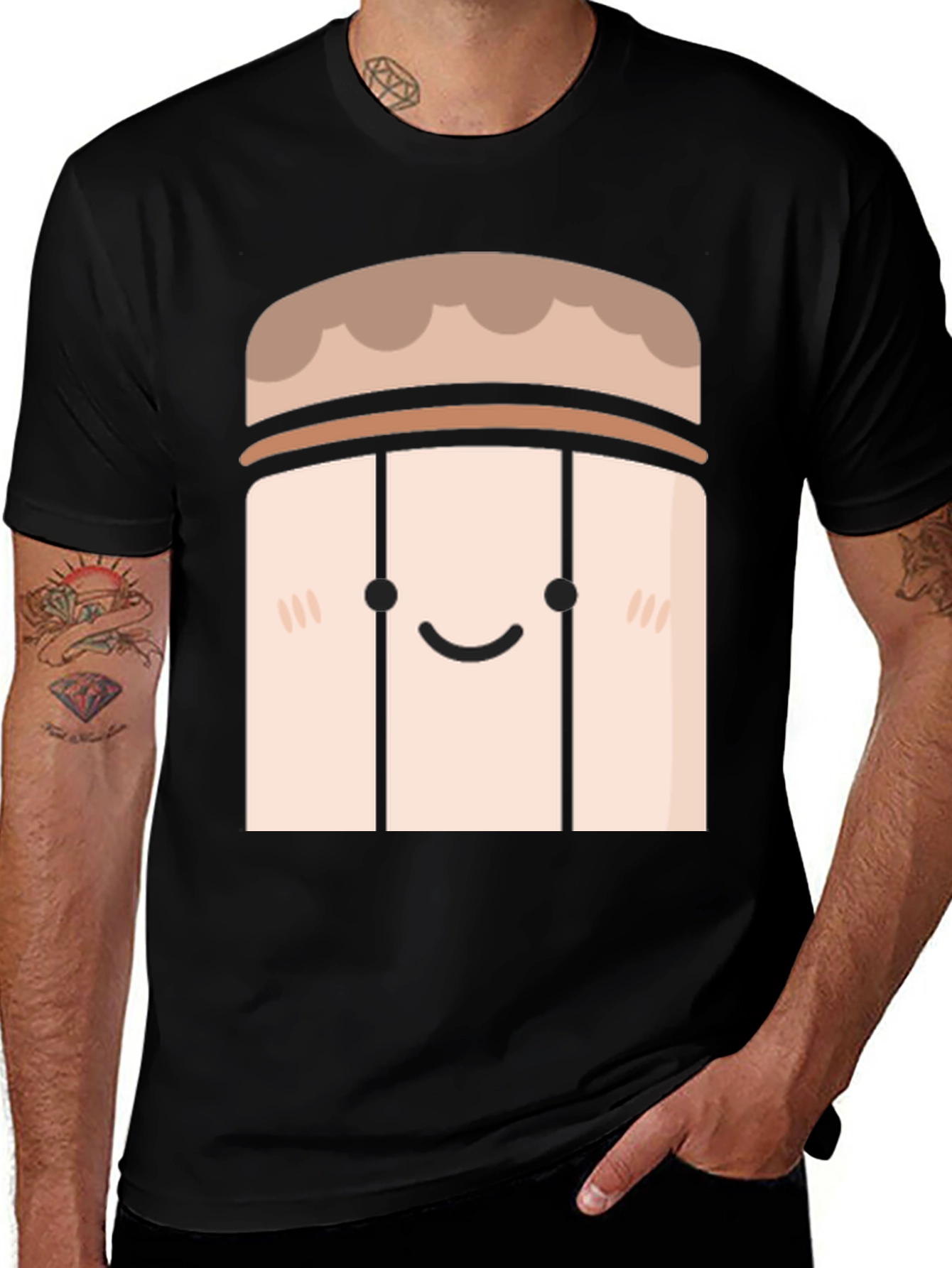 Variant 27 of Cute Cartoon Character Black T-Shirt