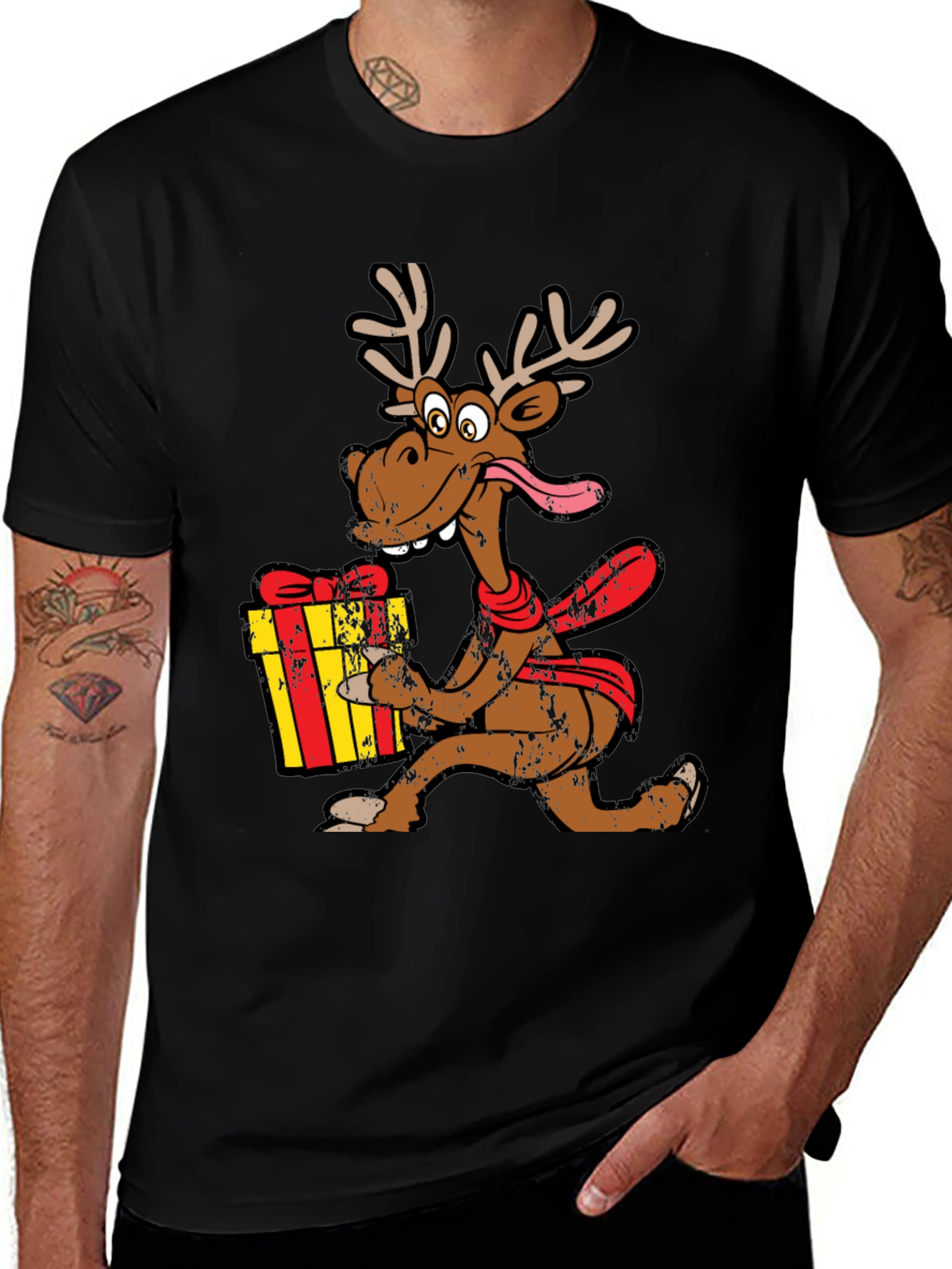 Variant 28 of Funny Cartoon Reindeer Christmas T-Shirt