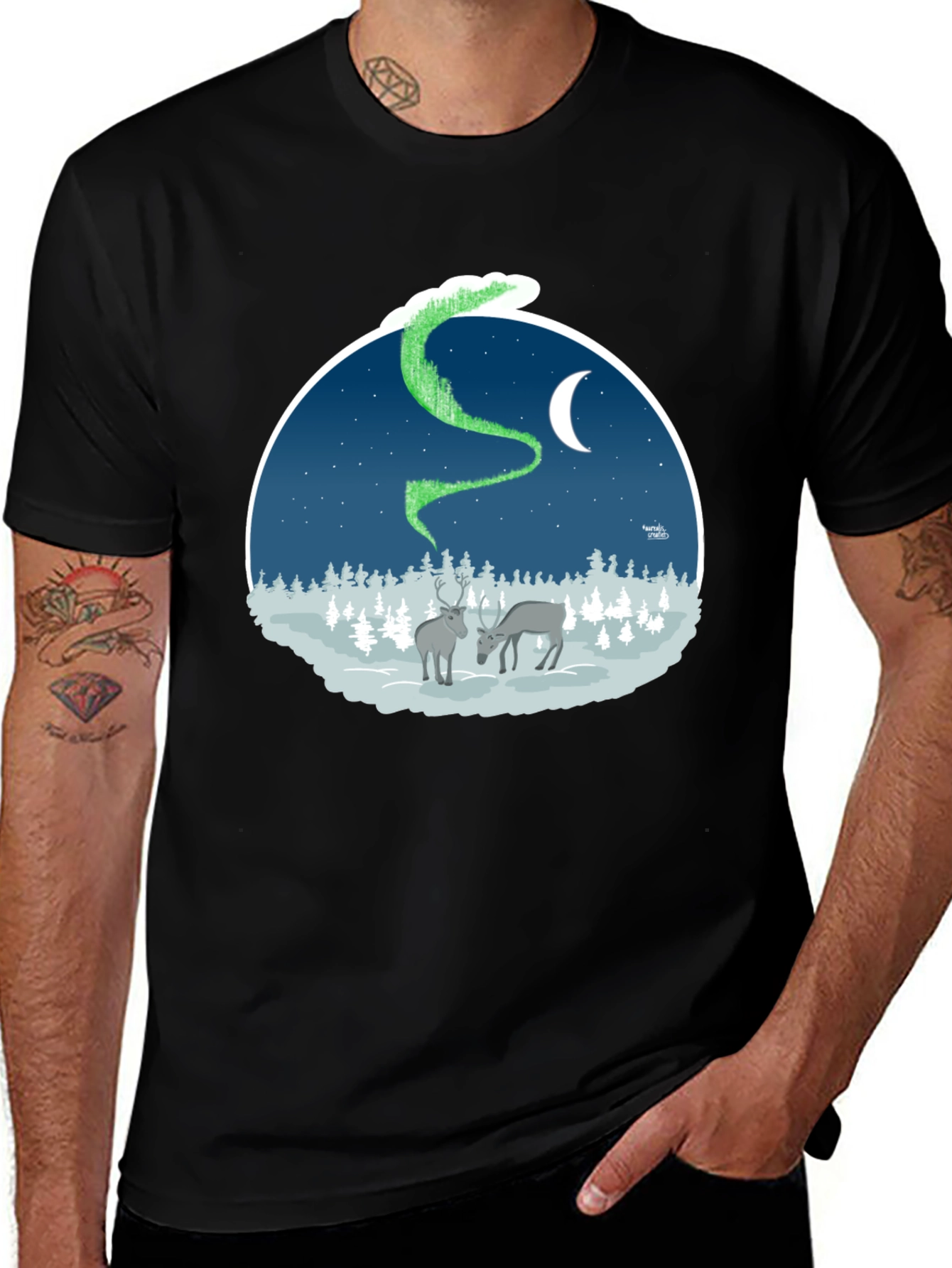 Variant 23 of Northern Lights Deer Graphic Tee