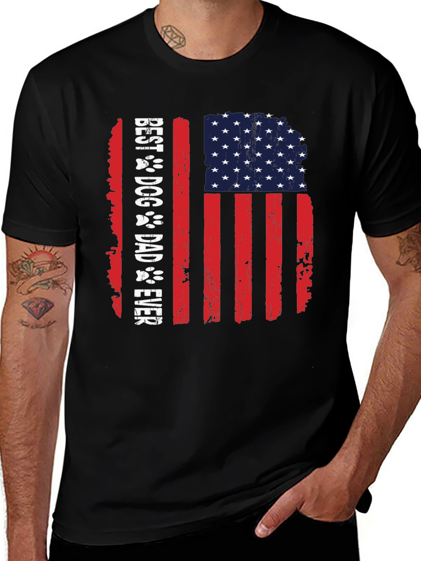 Variant 23 of Best Dog Dad Ever American Flag T-Shirt